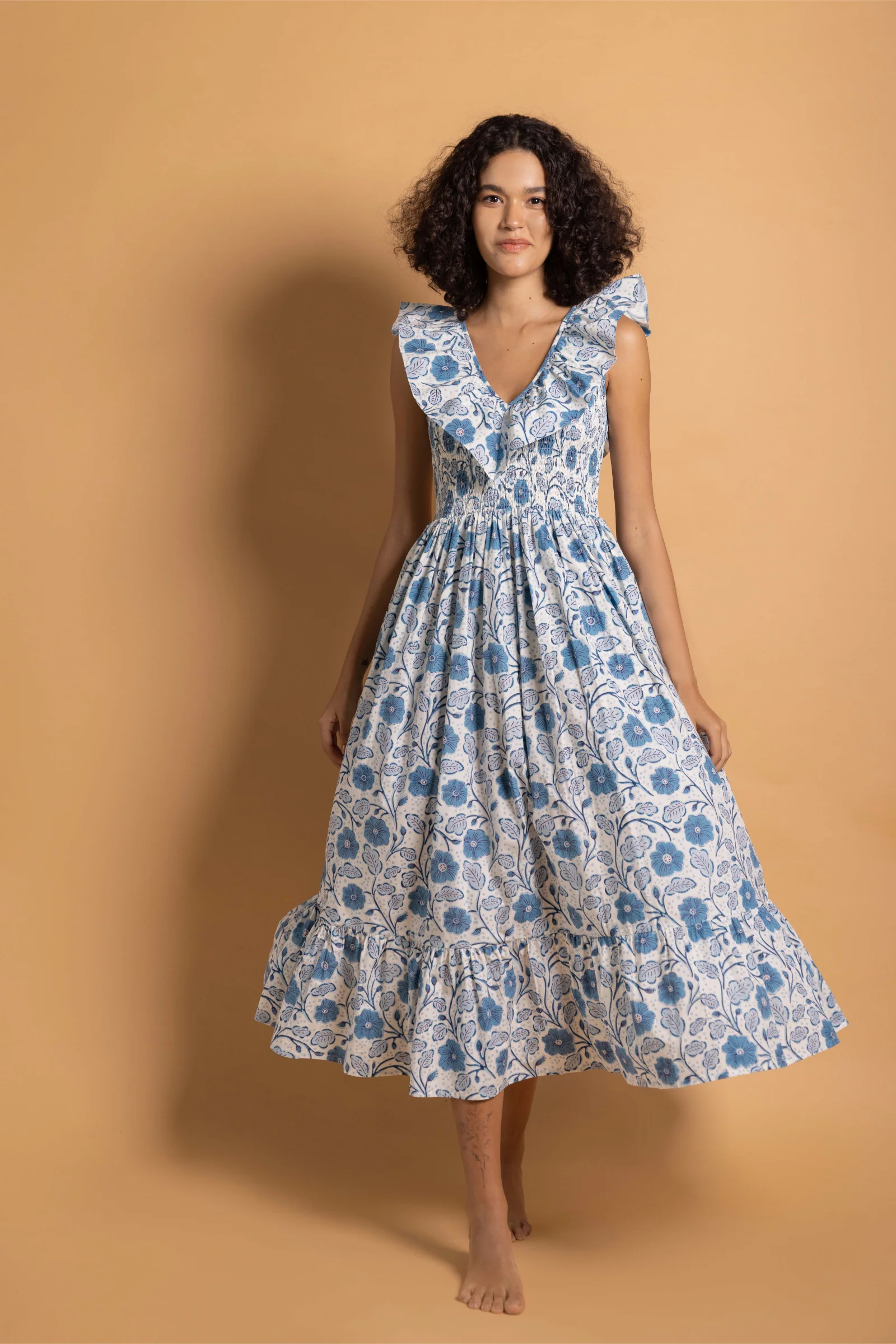 Birdie Dress in Blue Poppy