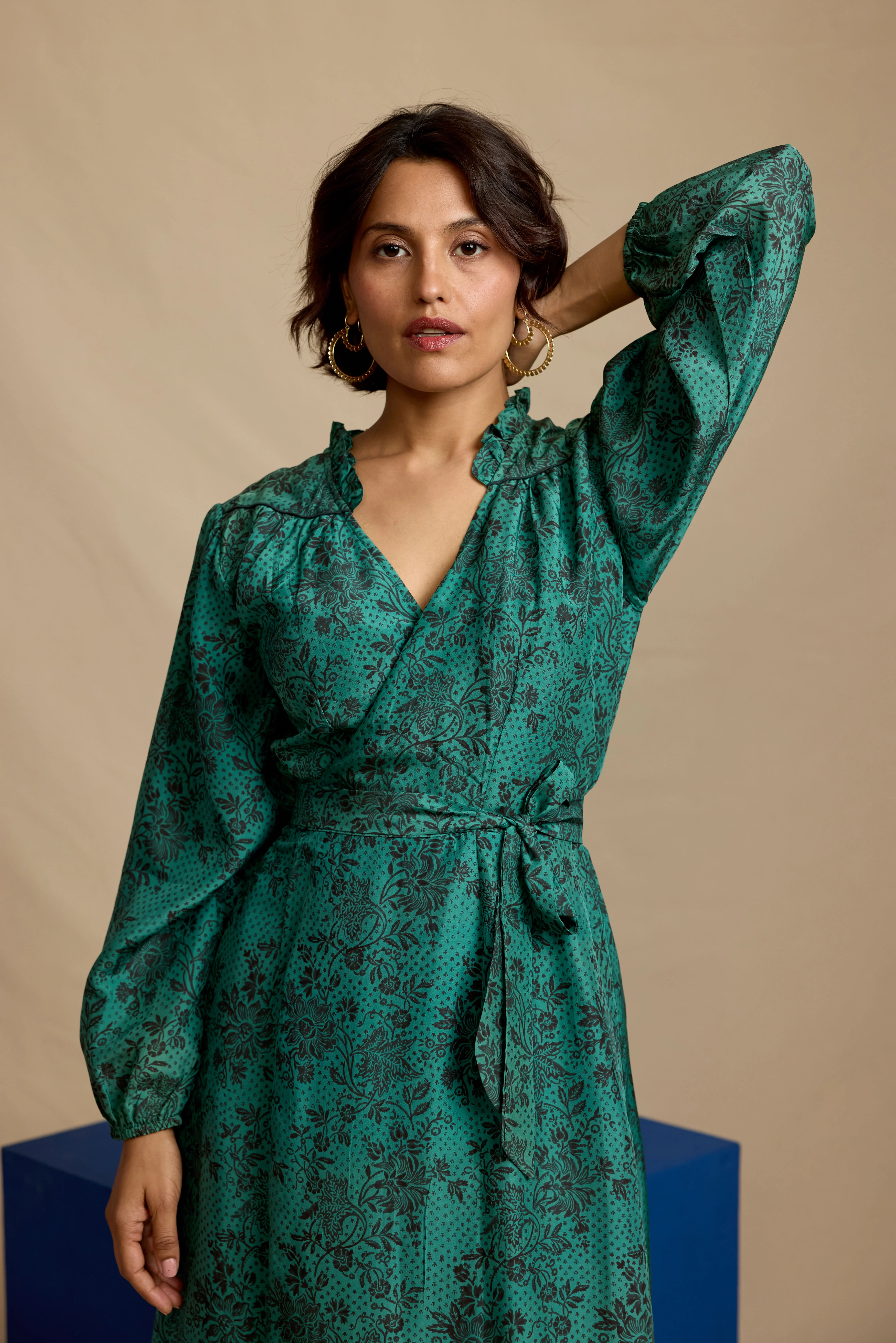 Blanche Dress in Emerald Silk - Image 5