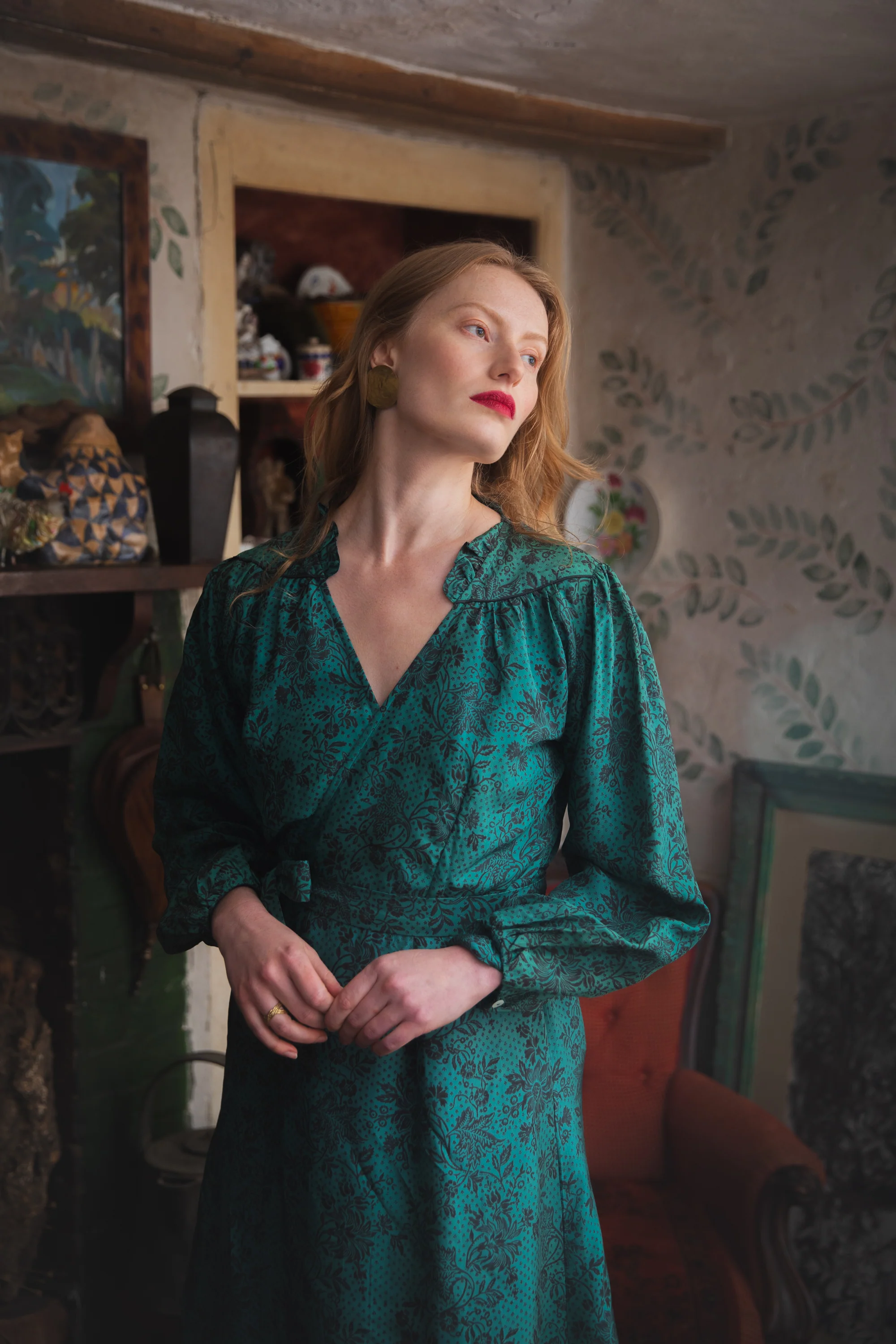 Blanche Dress in Emerald Silk - Image 7