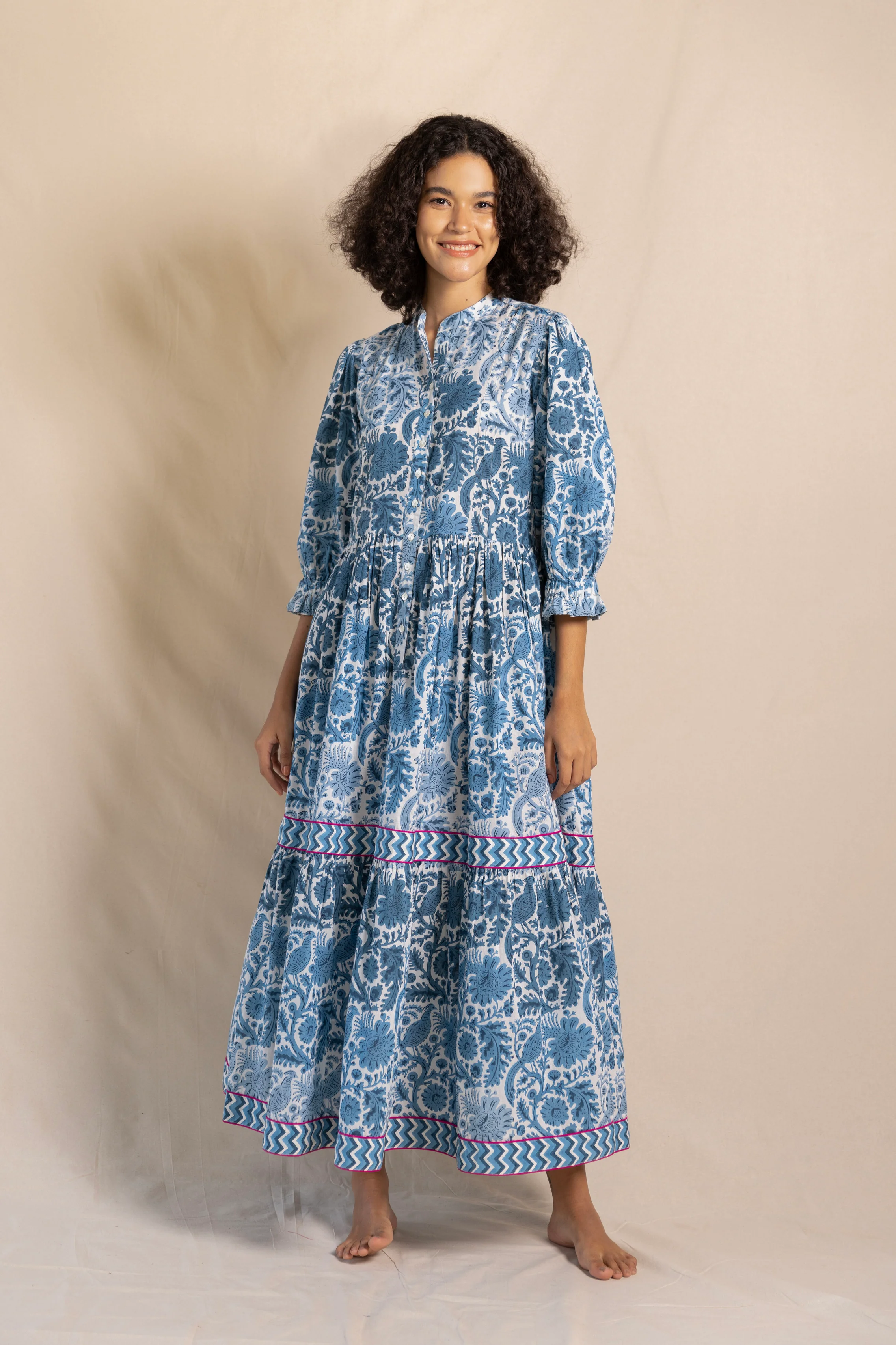 Colette Dress in Blue Multi Pheasant - Image 3