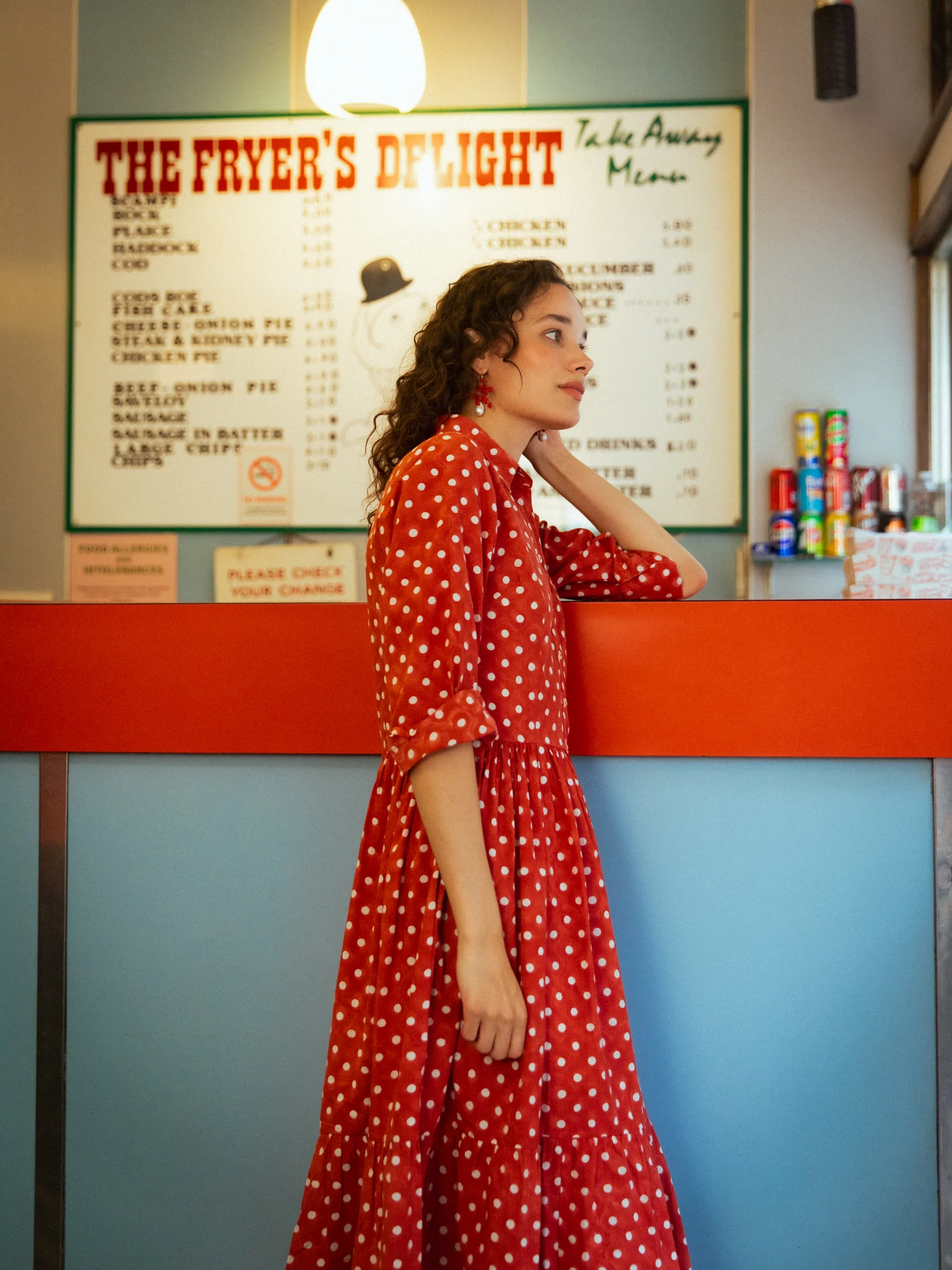 Dakota Dress in Ruby Red Polka - Image 3