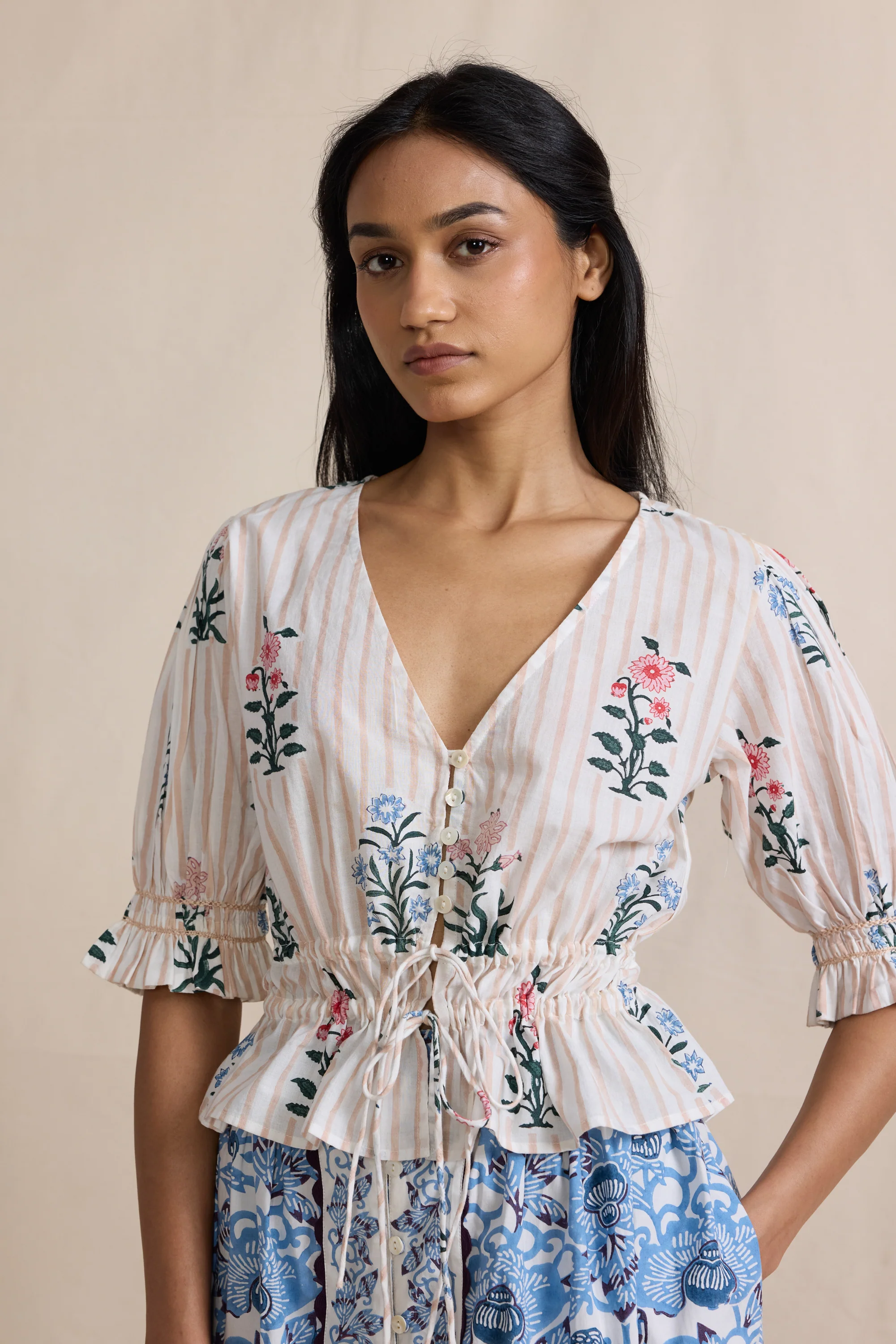 Dasha Top in Blush Jodhpur Stripe