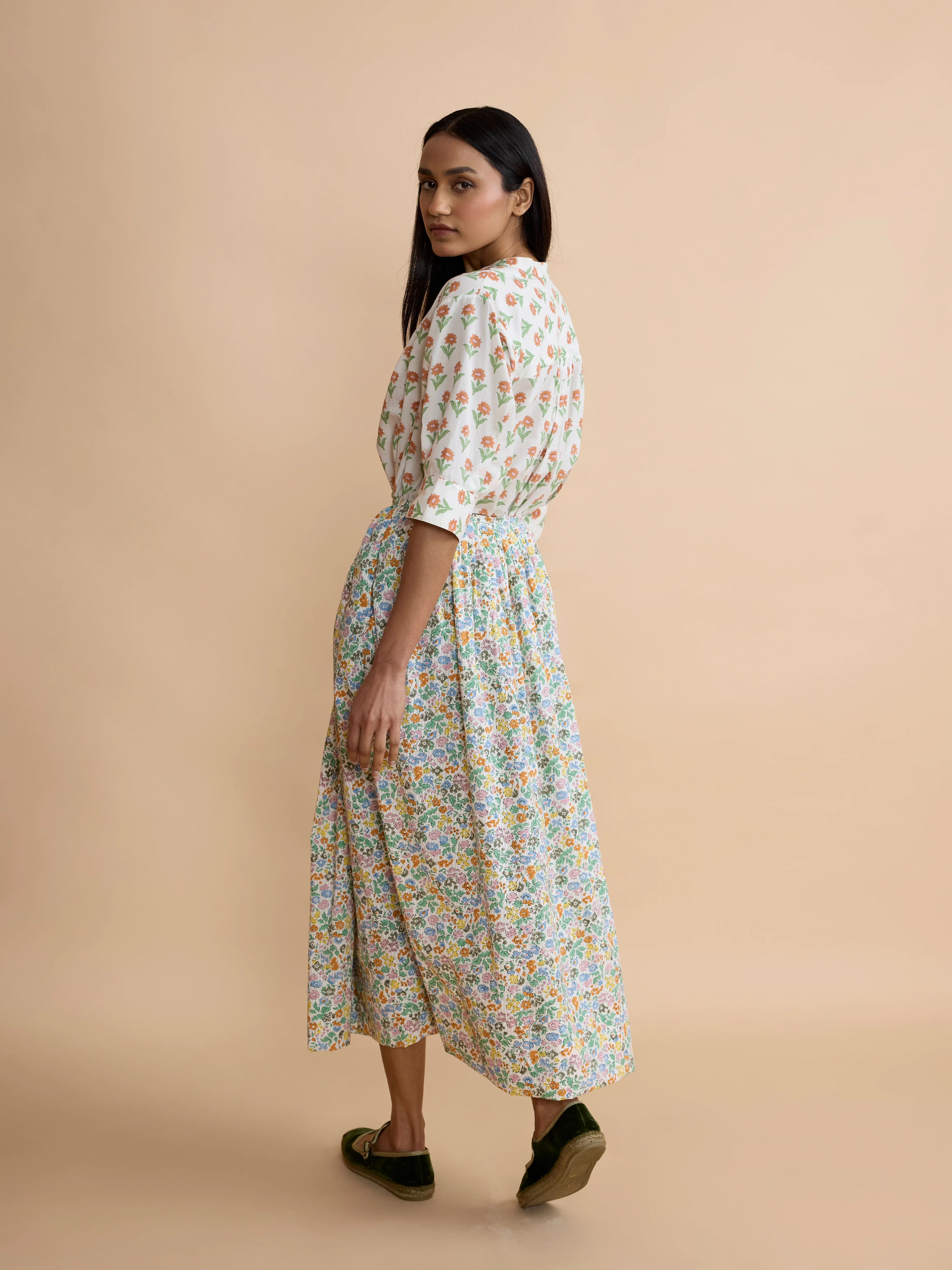 Drew Skirt in Olive Fleures - Image 4