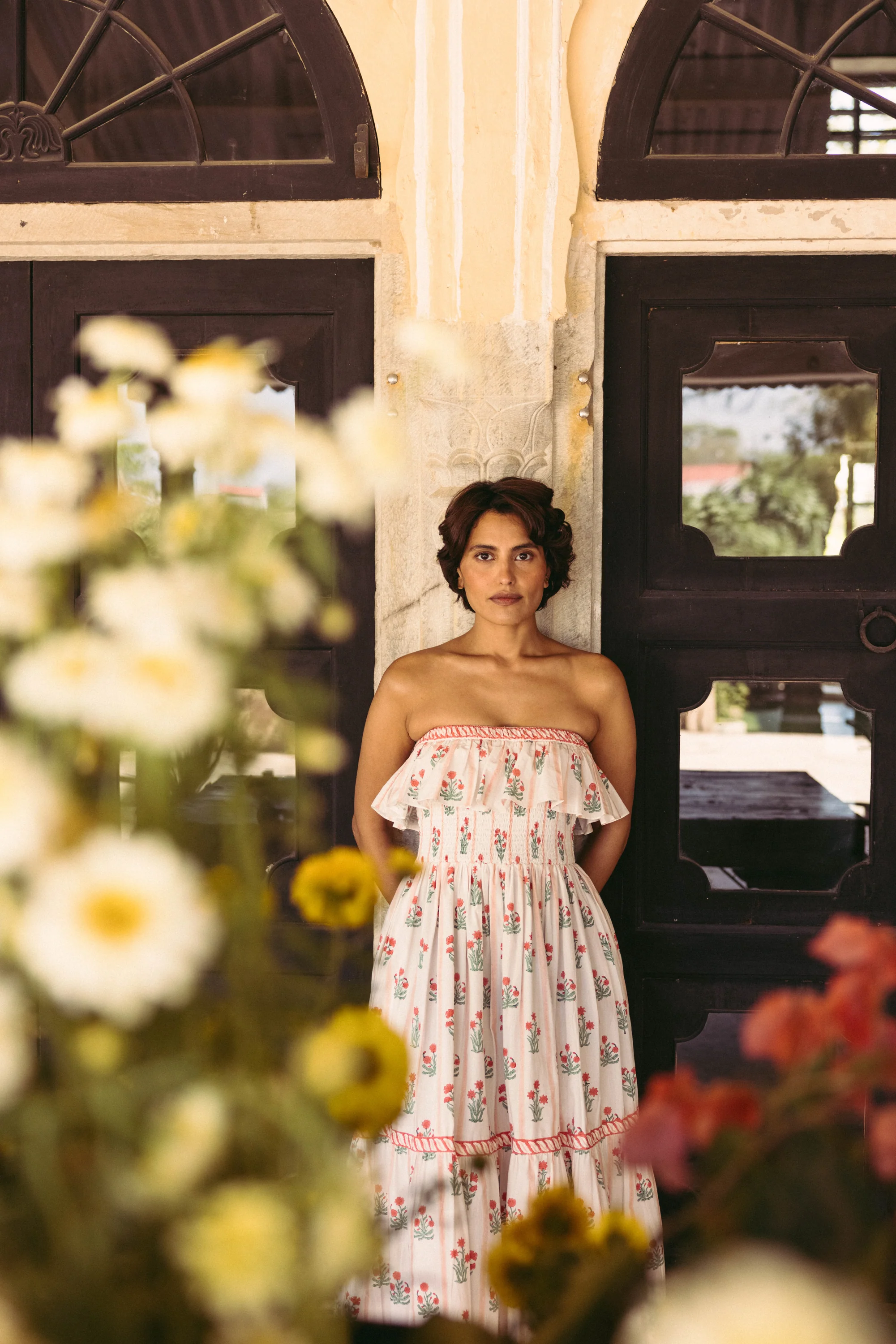 Ellen Dress in Coral Jaipur Stripe
