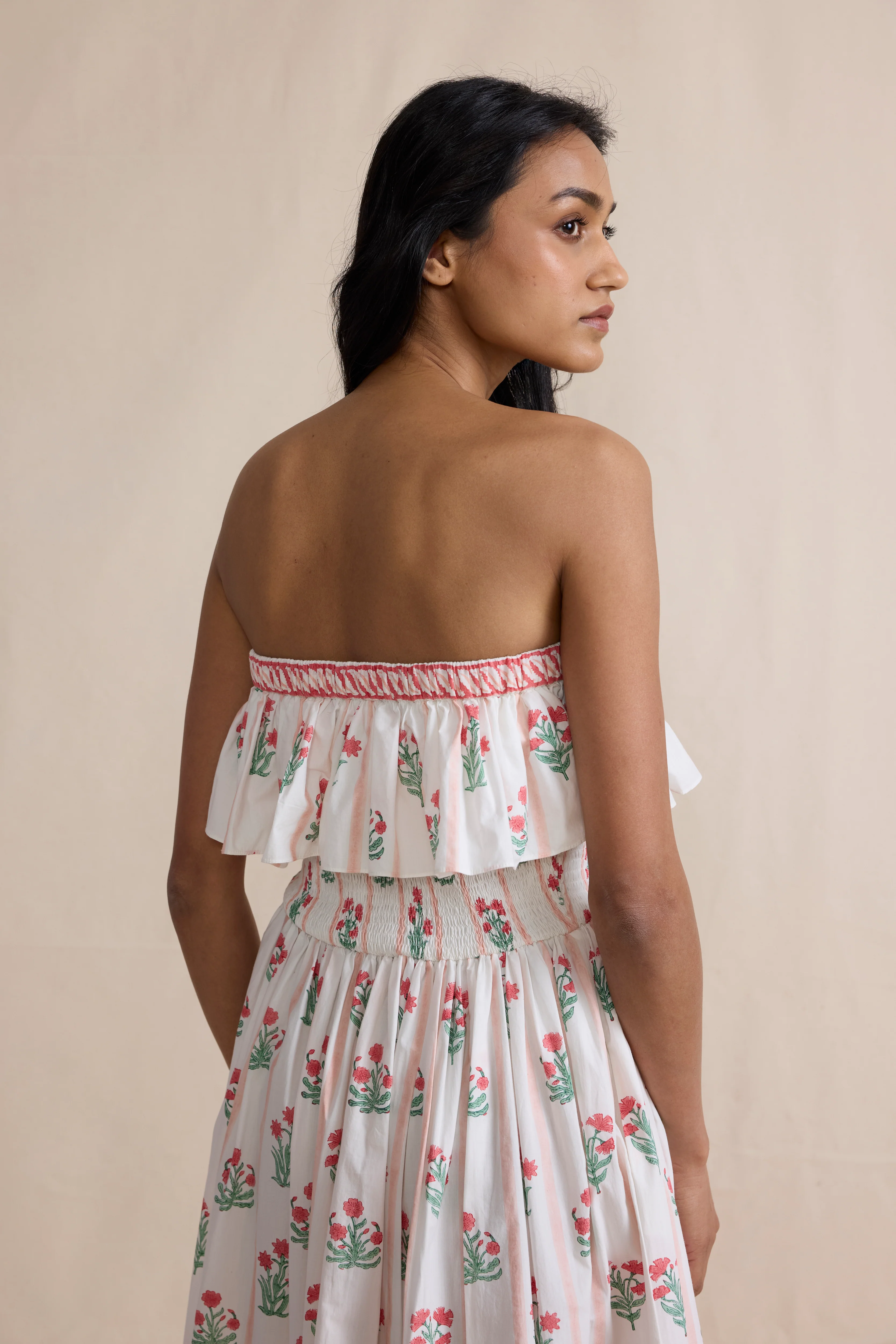 Ellen Dress in Coral Jaipur Stripe - Image 3