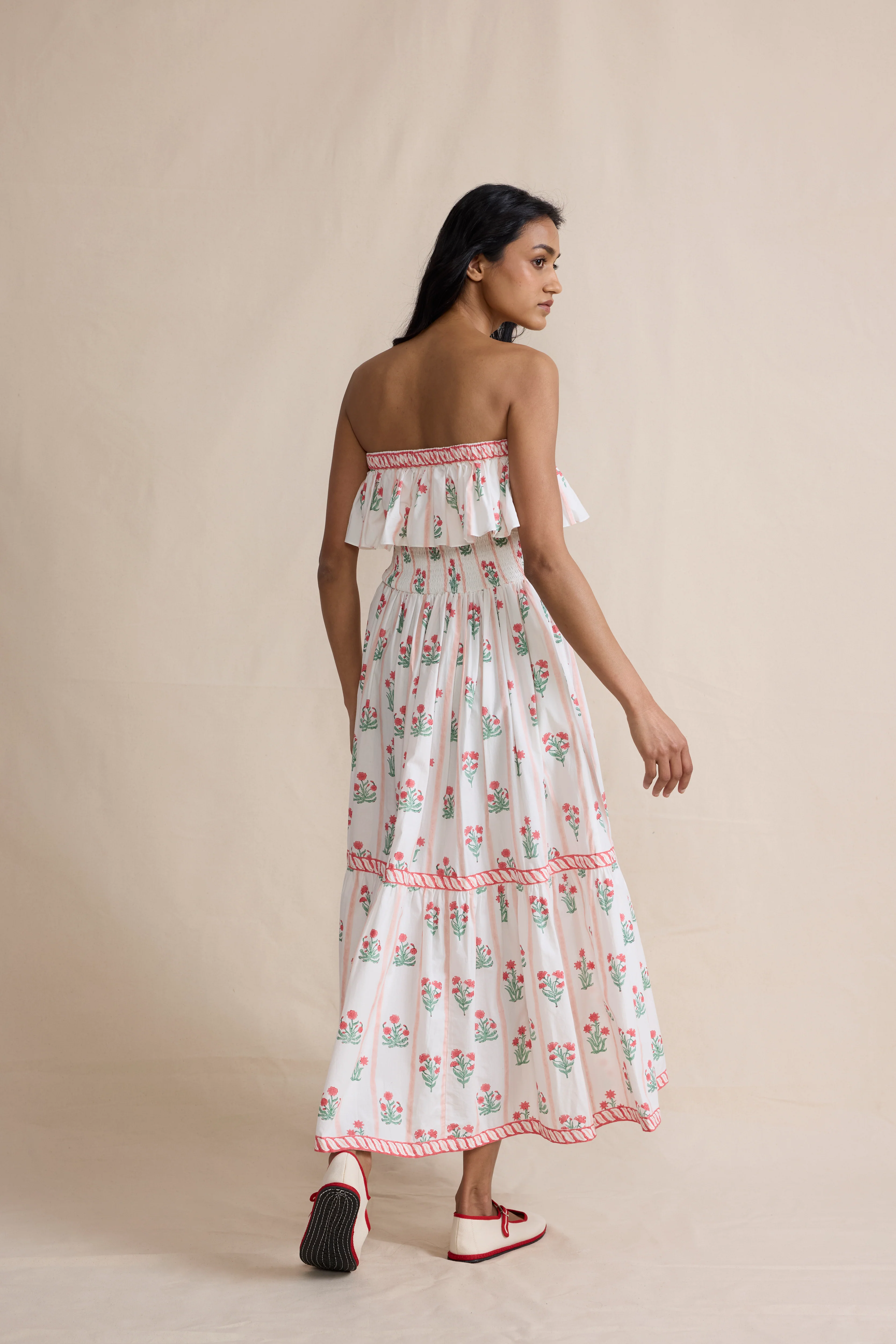 Ellen Dress in Coral Jaipur Stripe - Image 6