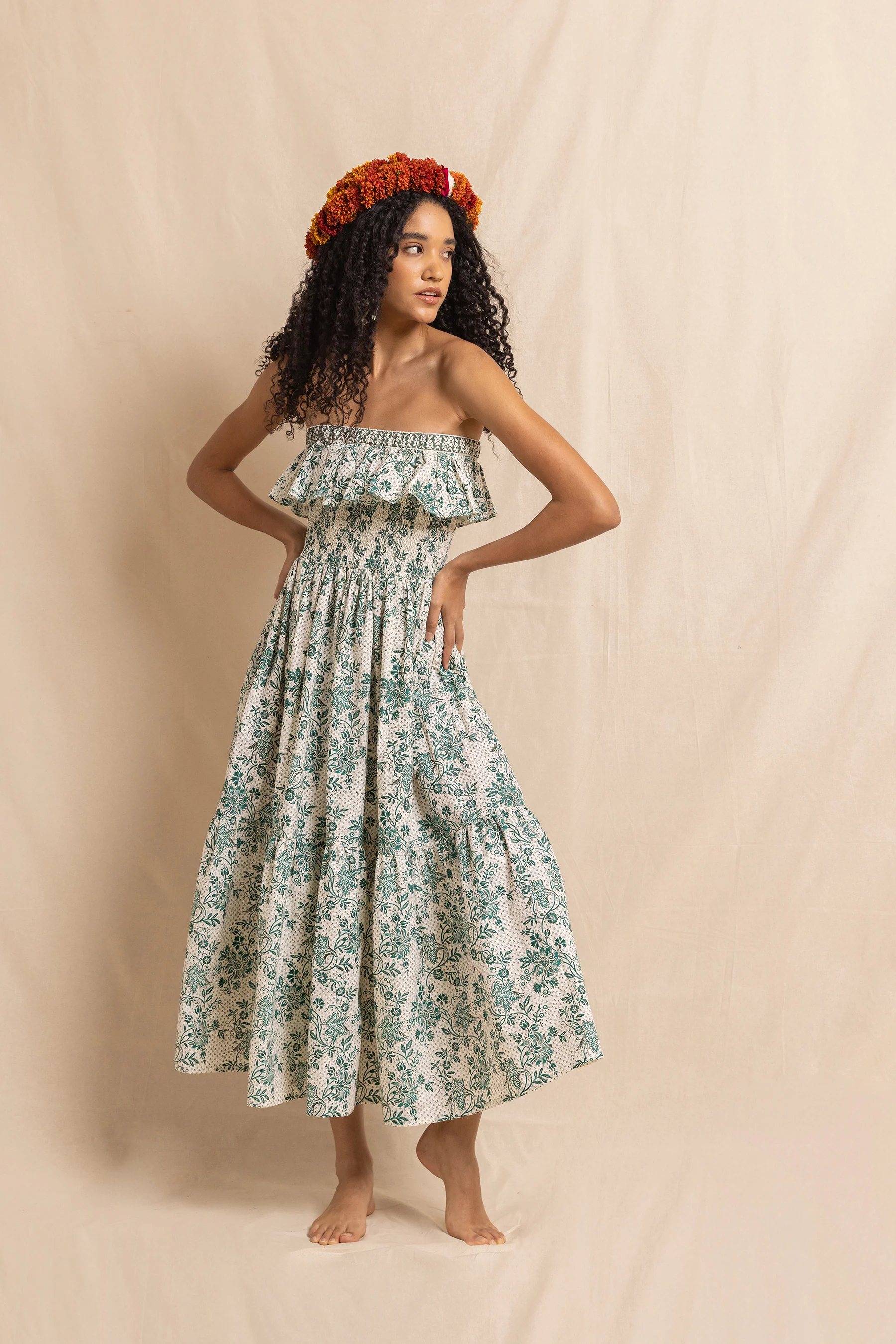 Ellen Dress in Emerald Chintz Trail - Image 2