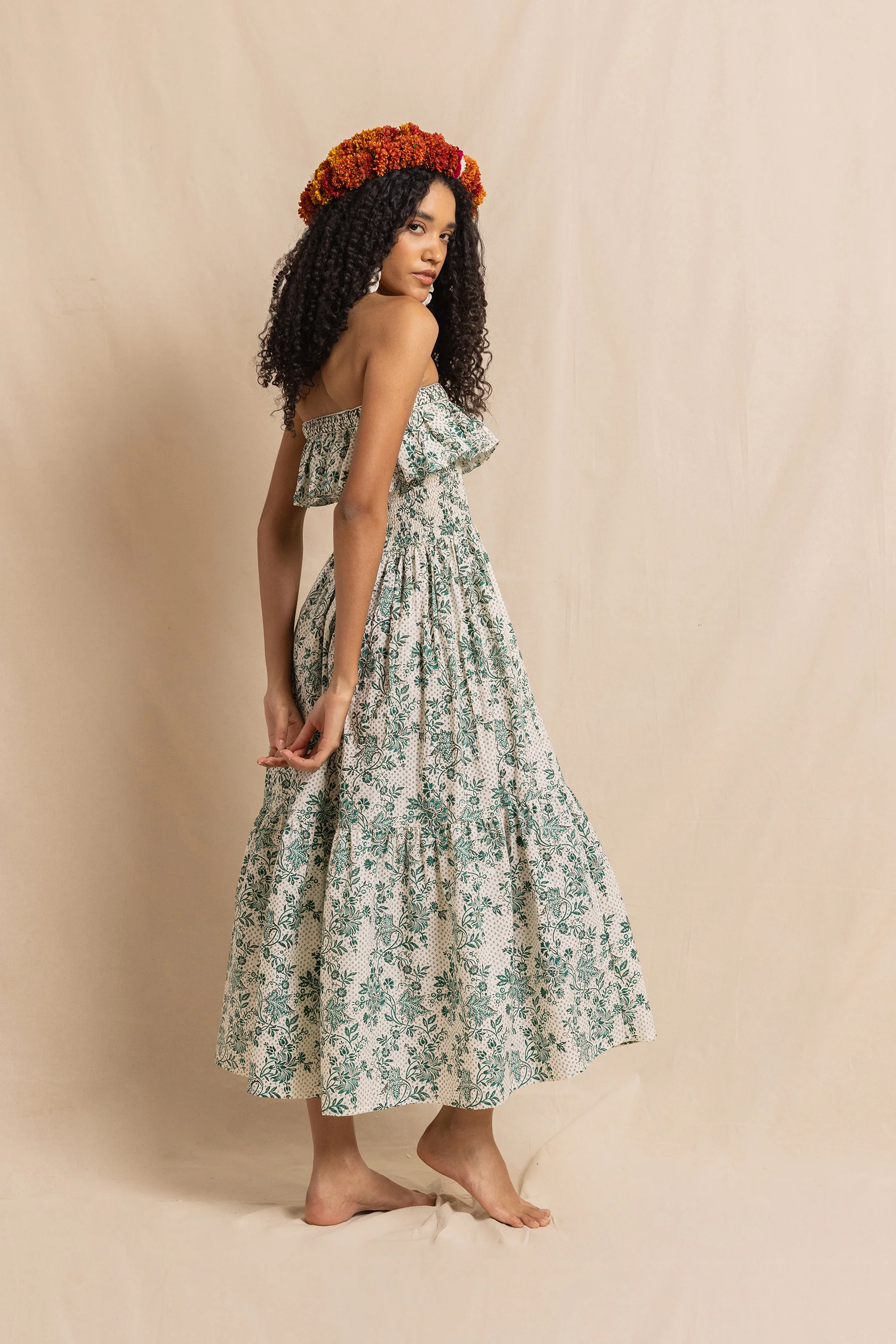 Ellen Dress in Emerald Chintz Trail - Image 3