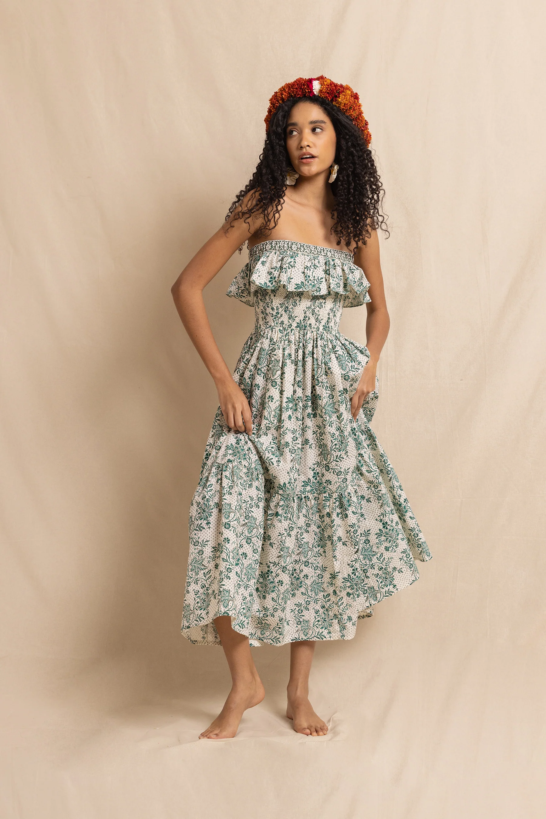 Ellen Dress in Emerald Chintz Trail - Image 5