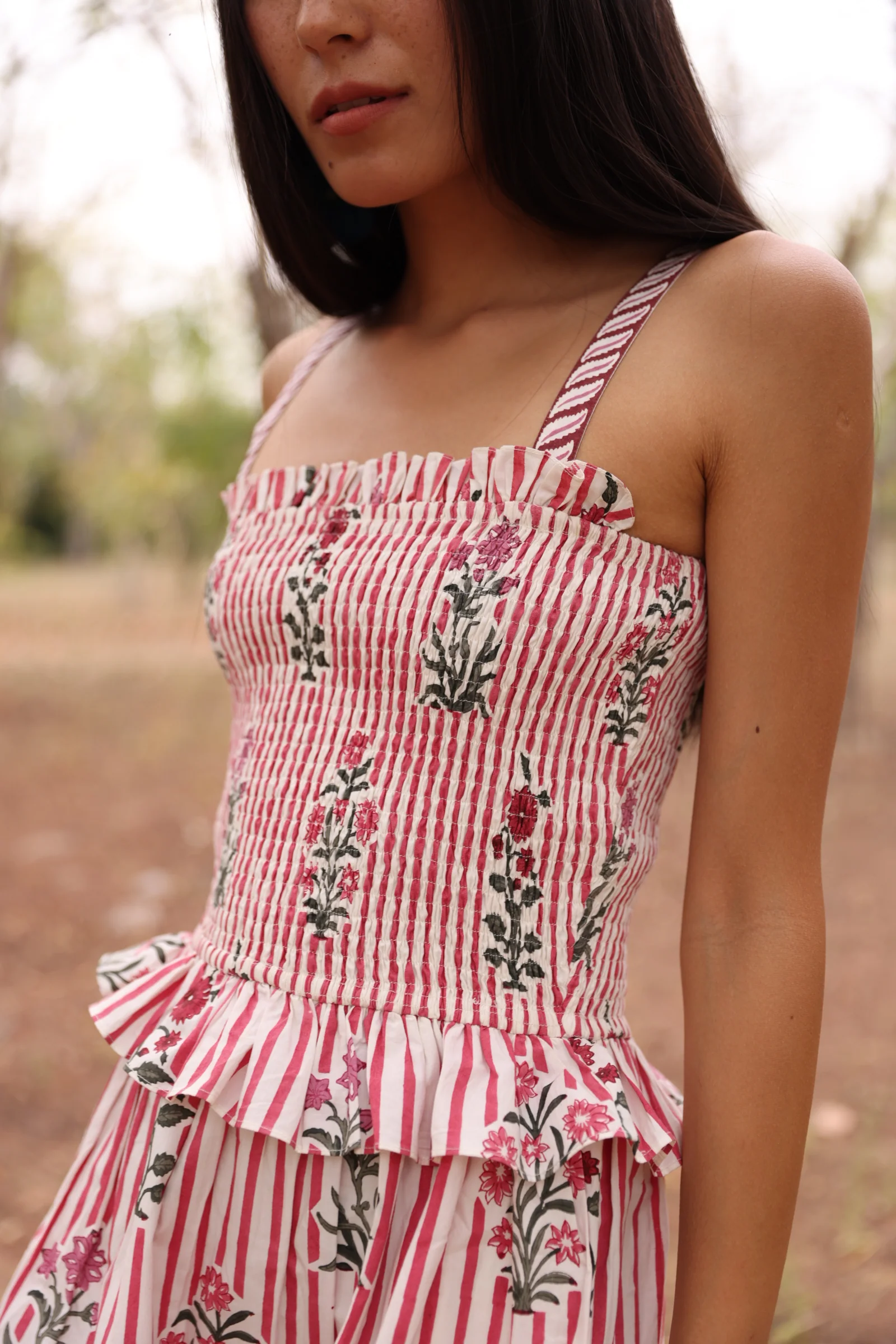 Fiesta Dress in Cherry Jodhpur Stripe