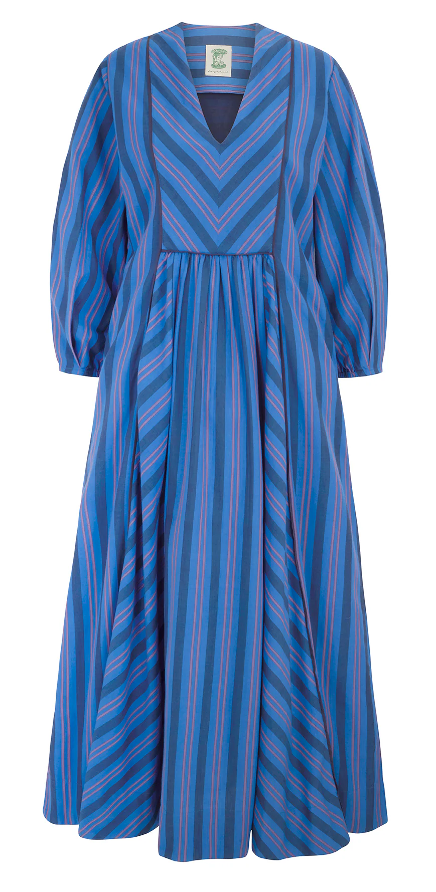 Frances Dress in Blue Handloom Stripe - Image 5