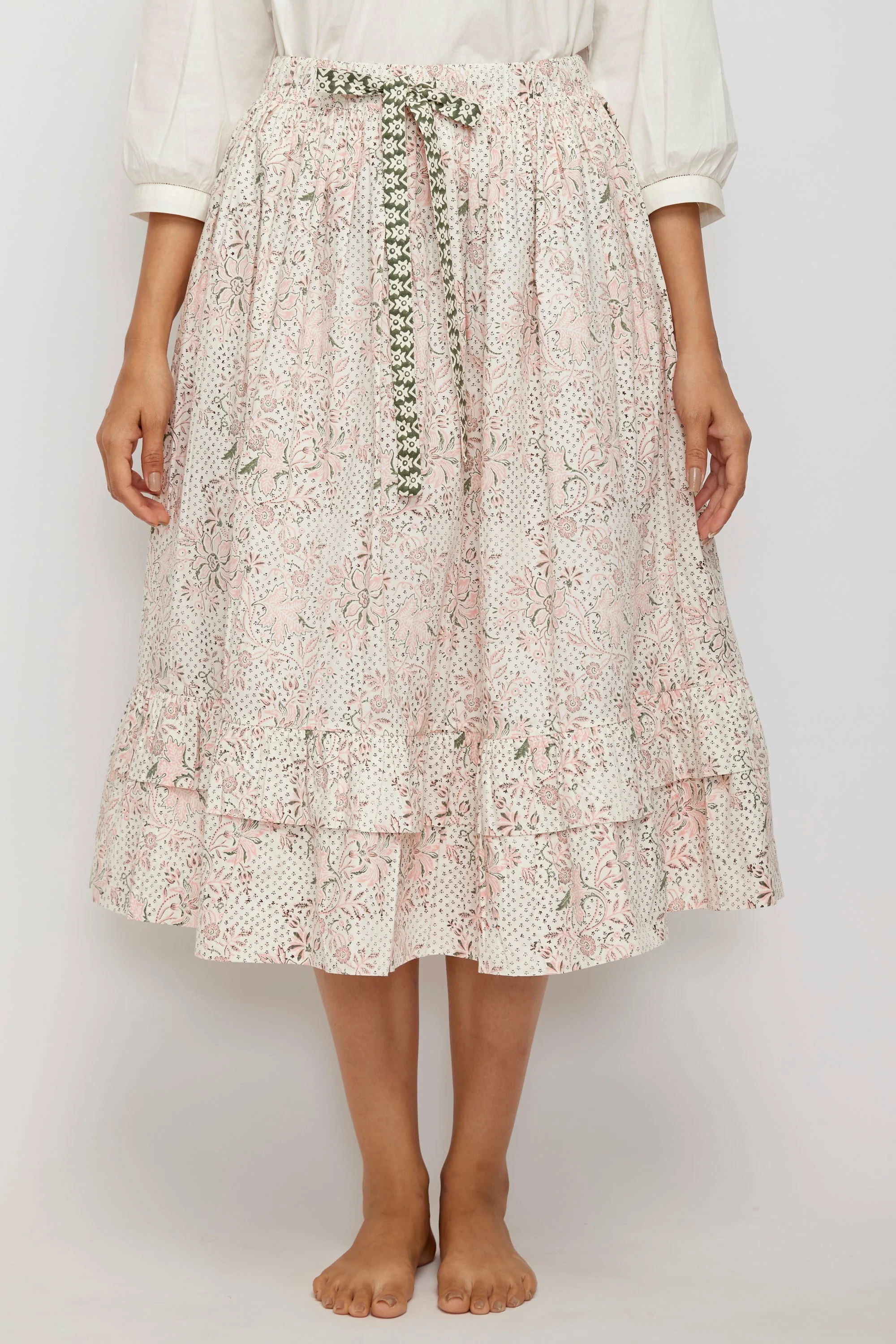 Frill Skirt in Blush Chintz Trail
