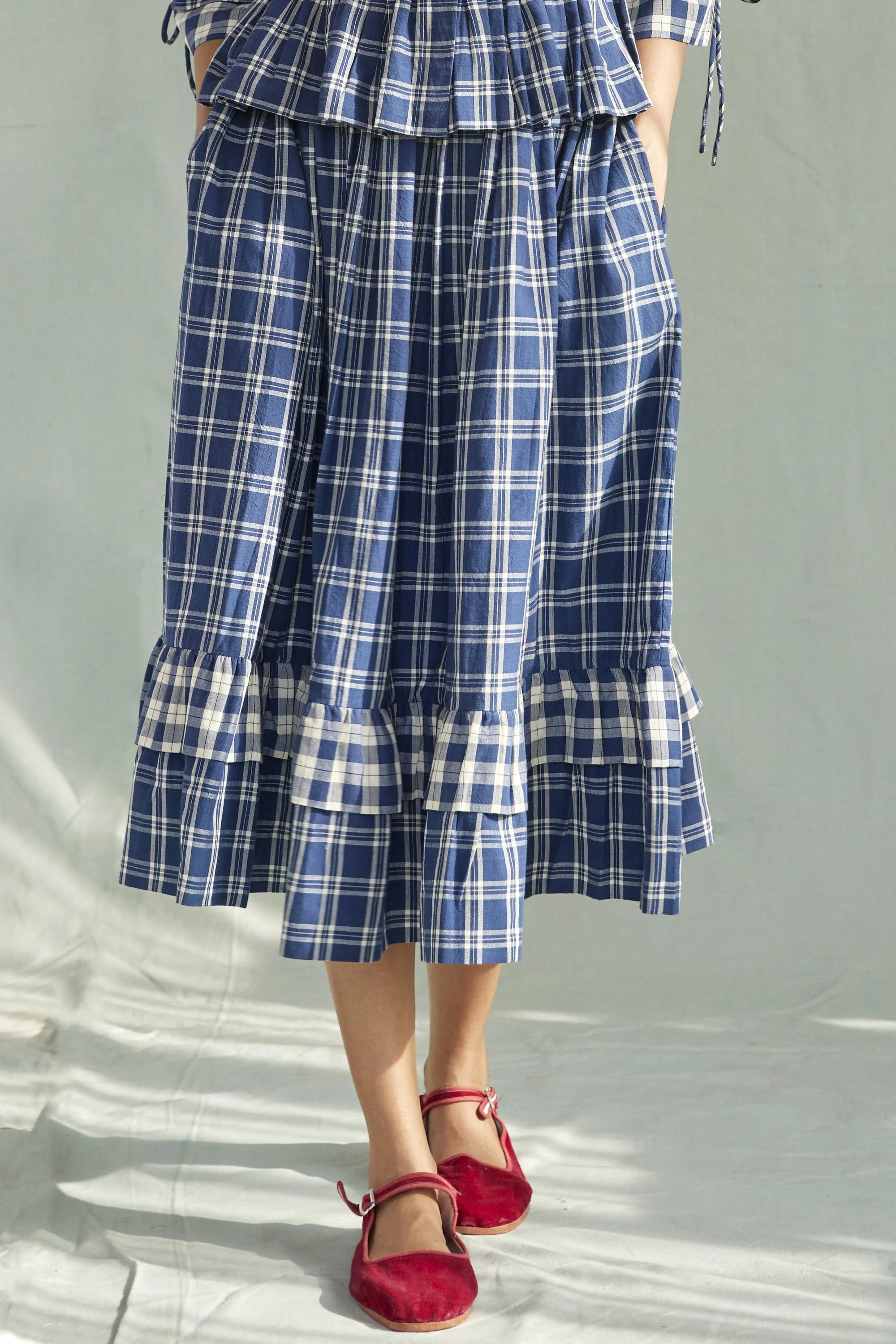 Frill Skirt in Handloom Check - Image 2