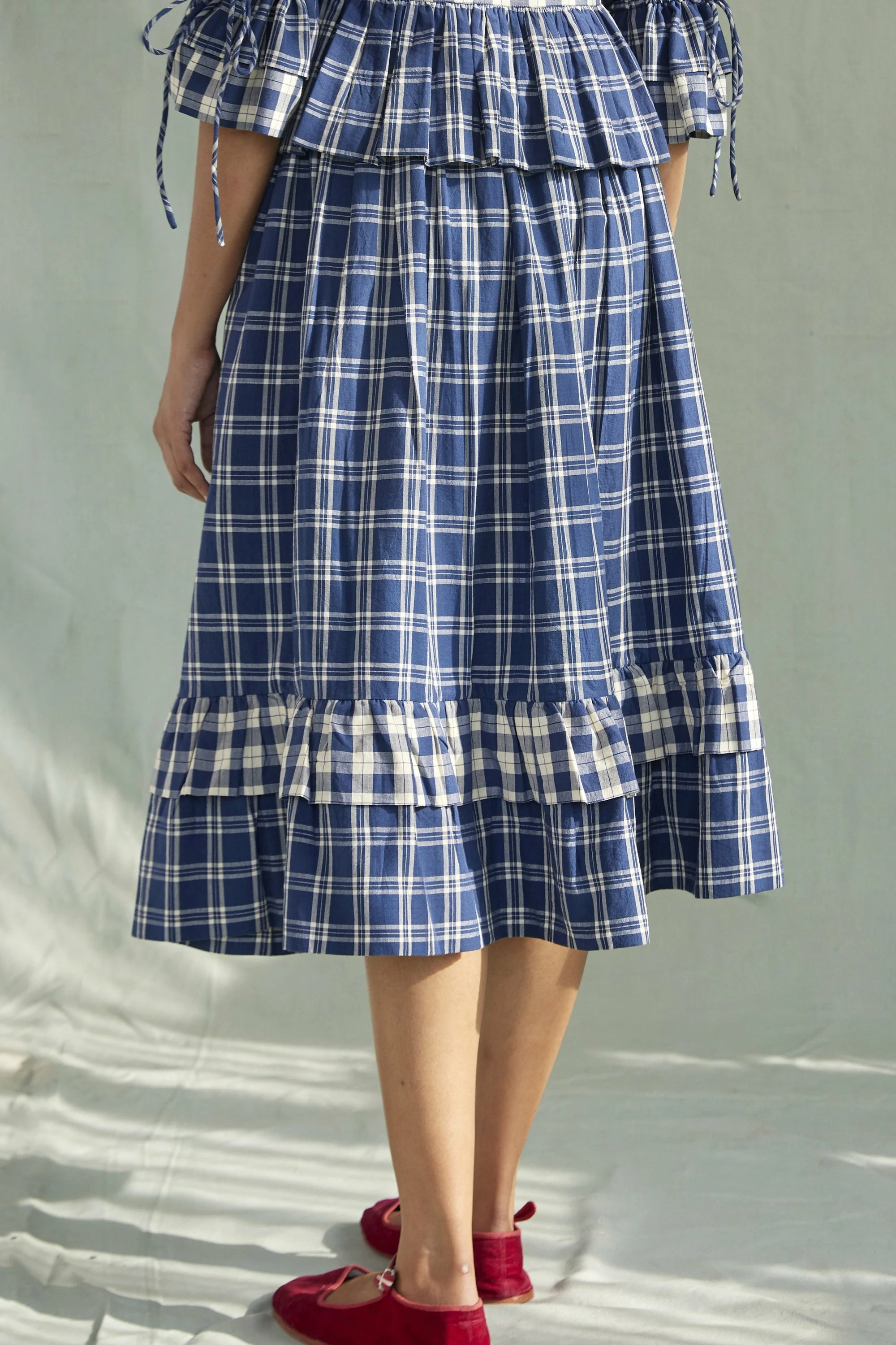 Frill Skirt in Handloom Check - Image 3