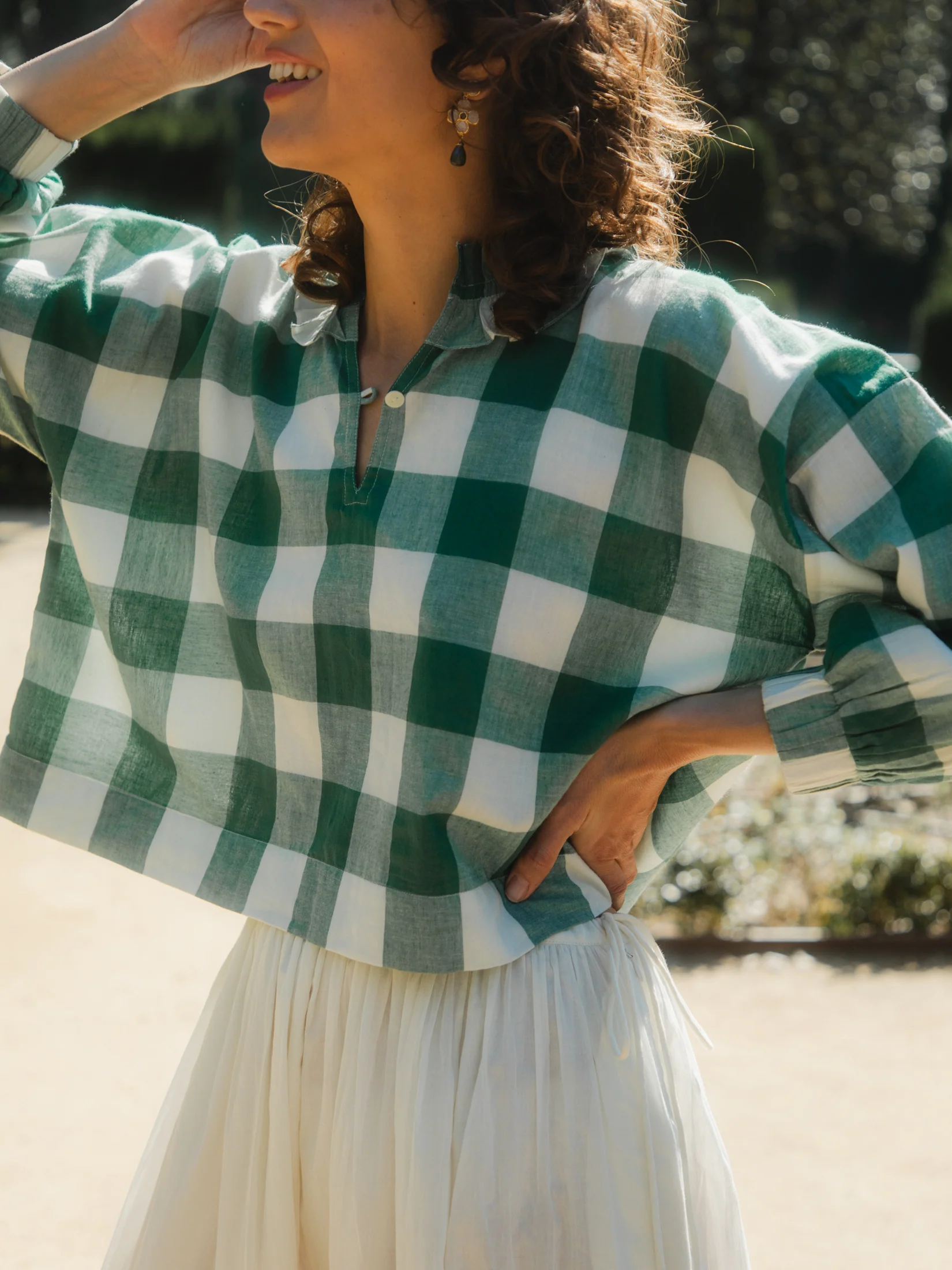 Gabby Top in Green Check