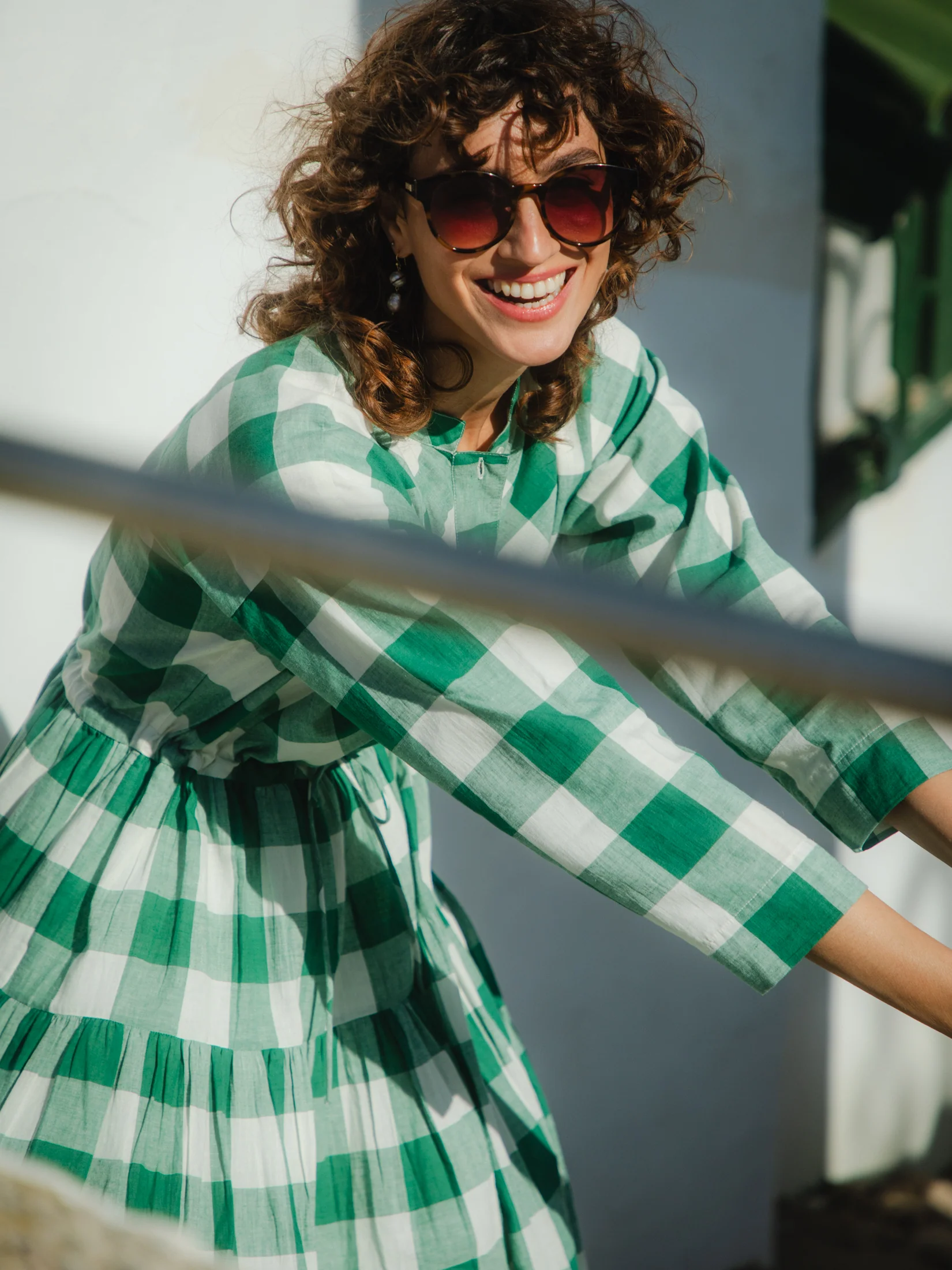 Inca Dress in Green Check - Image 2