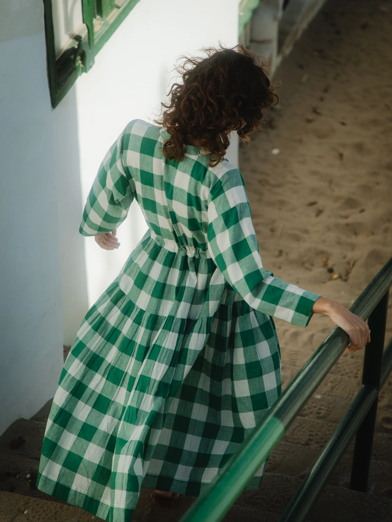 Inca Dress in Green Check - Image 5