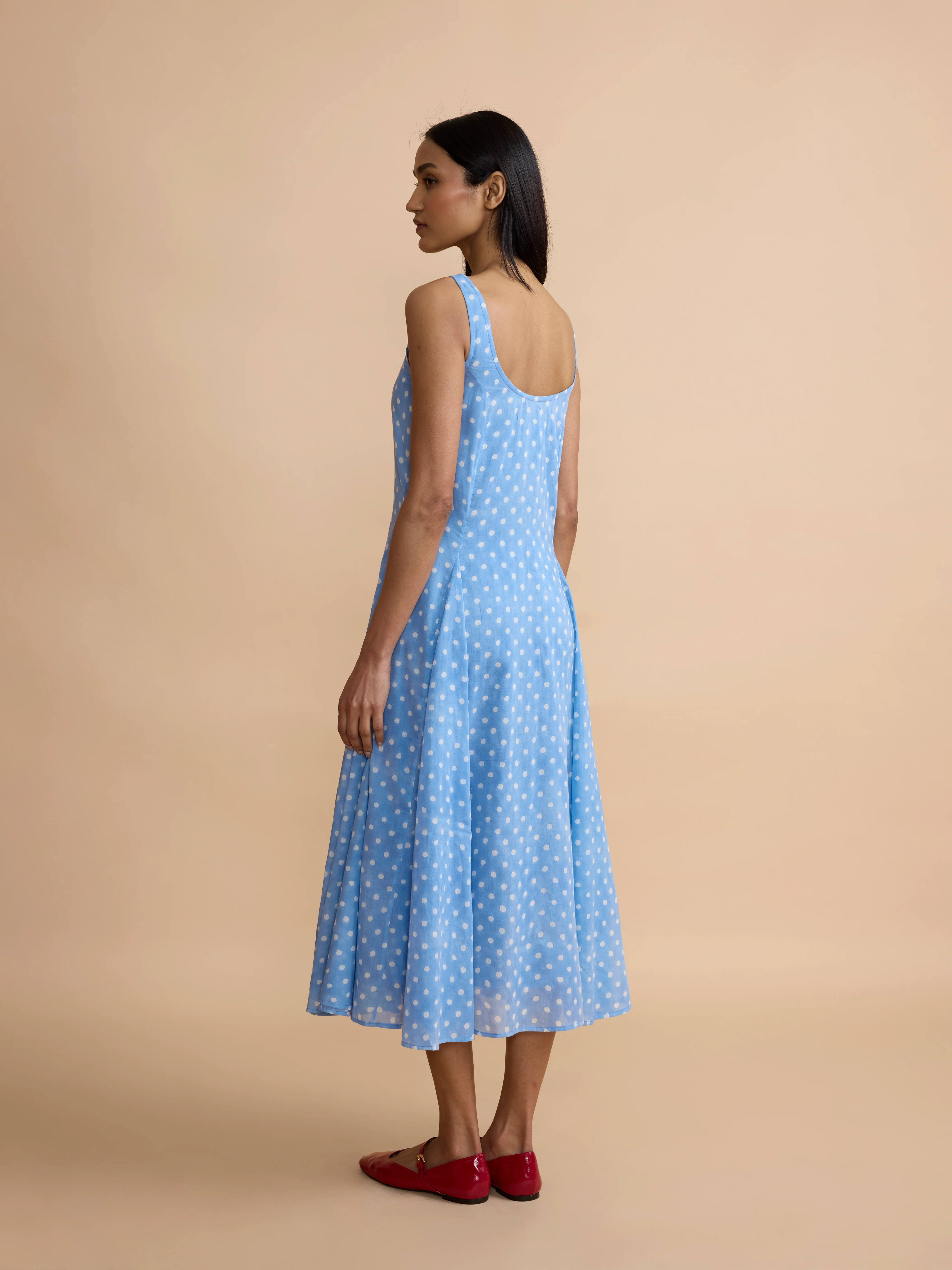 Ines Dress in French Blue Polka - Image 6
