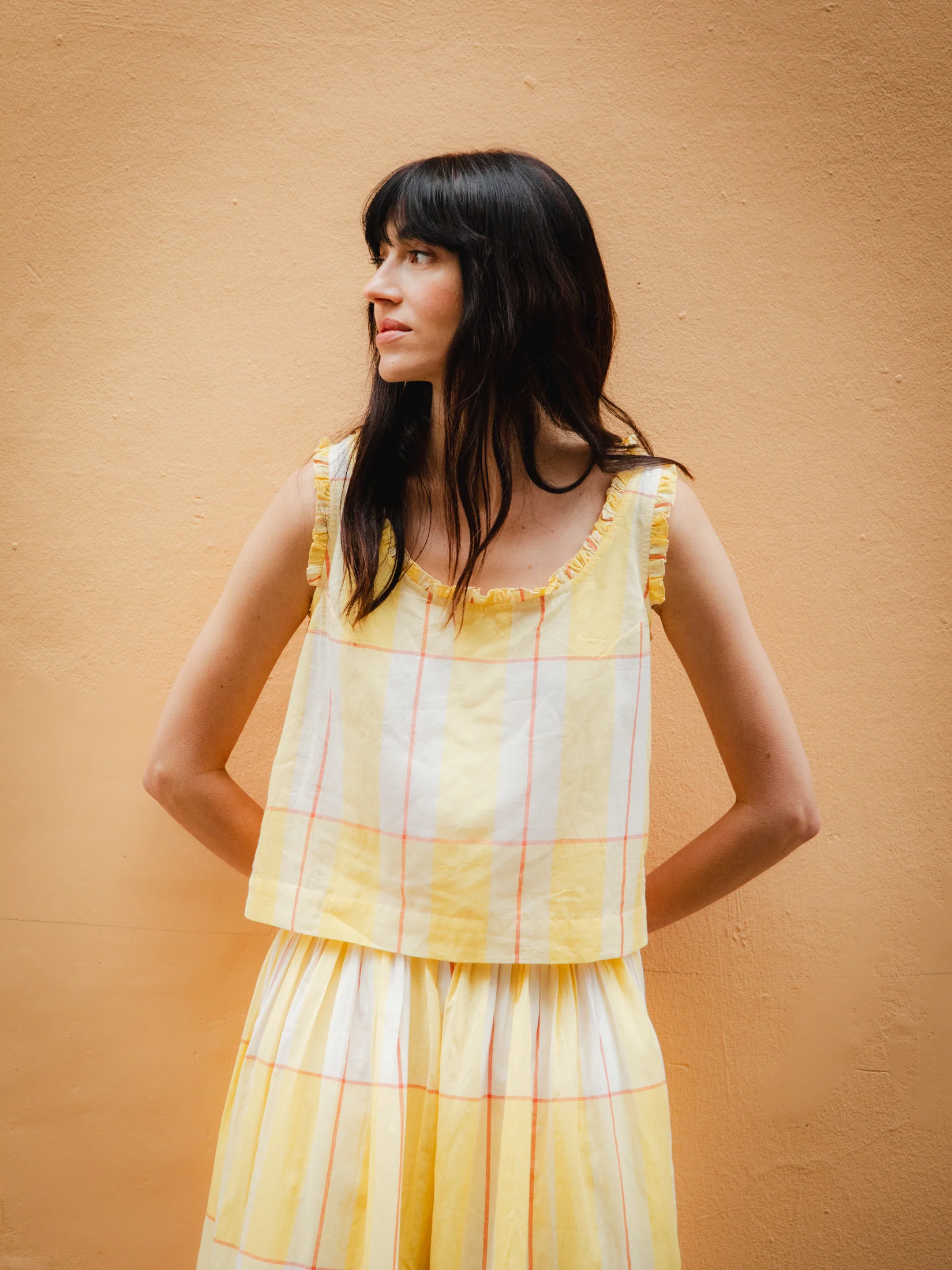 Larkin Top in Honey Check - Image 4