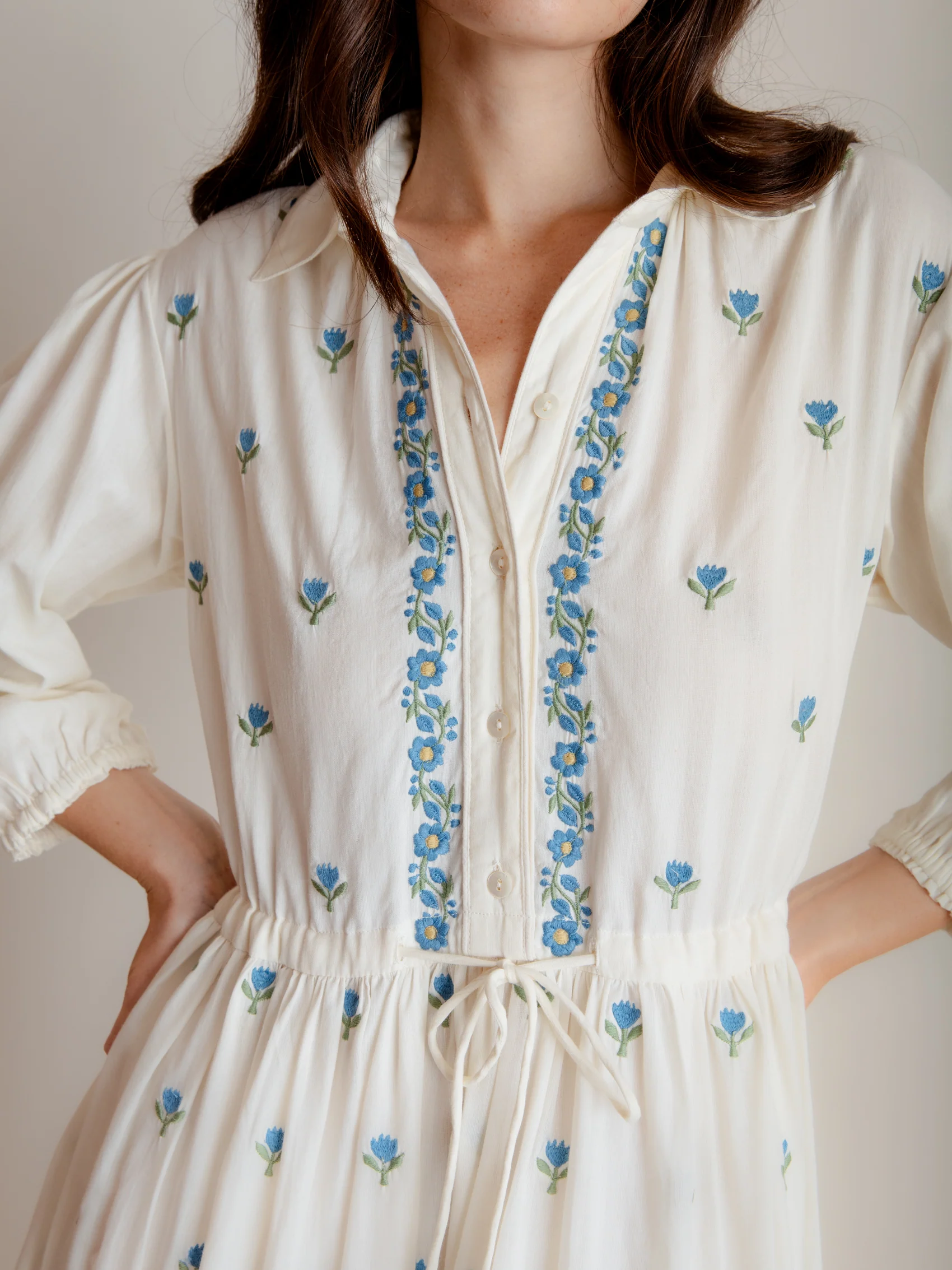 Lina Dress in Aegean Embroidery - Image 2