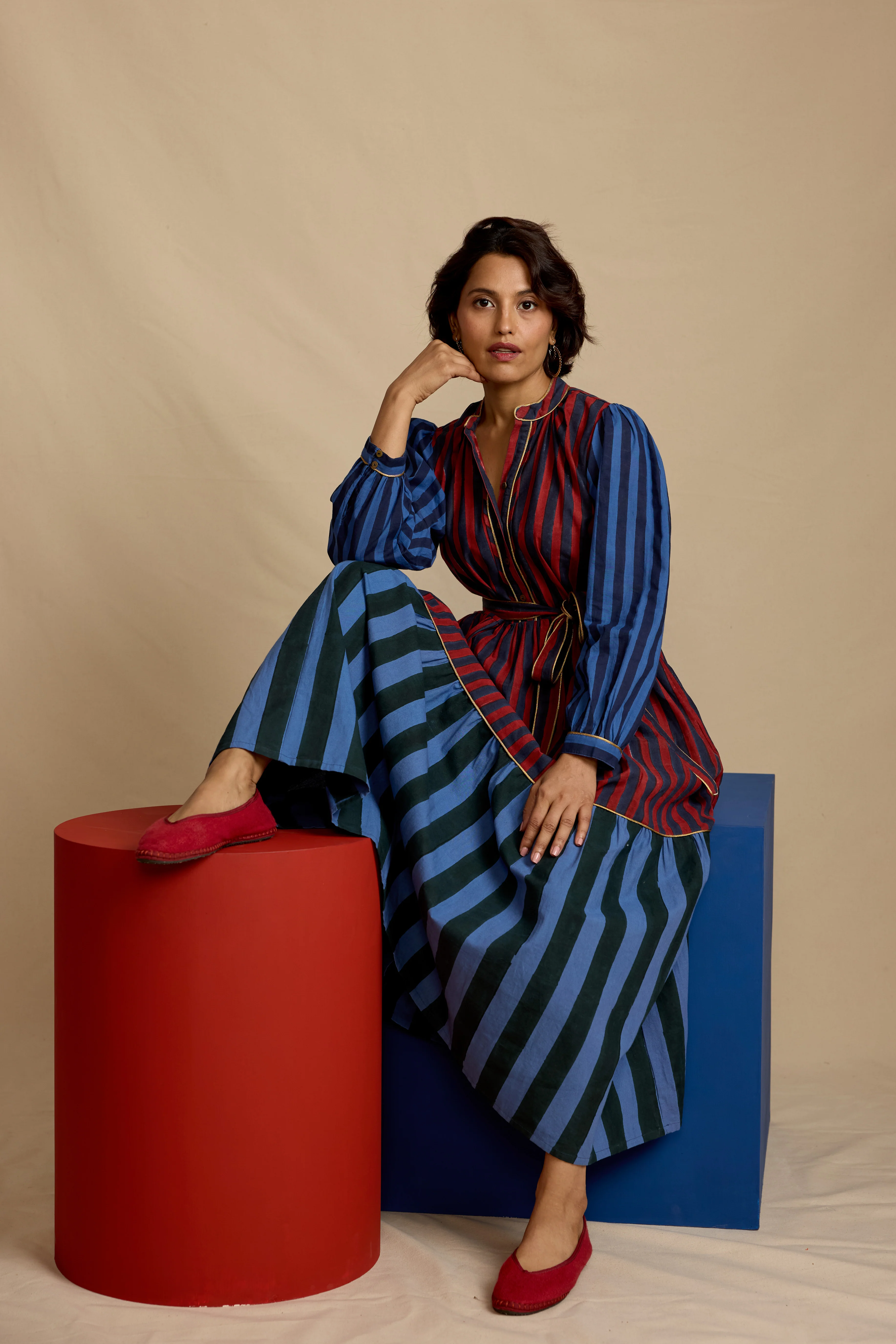 Lina Dress in Cinder Stripe - Image 2
