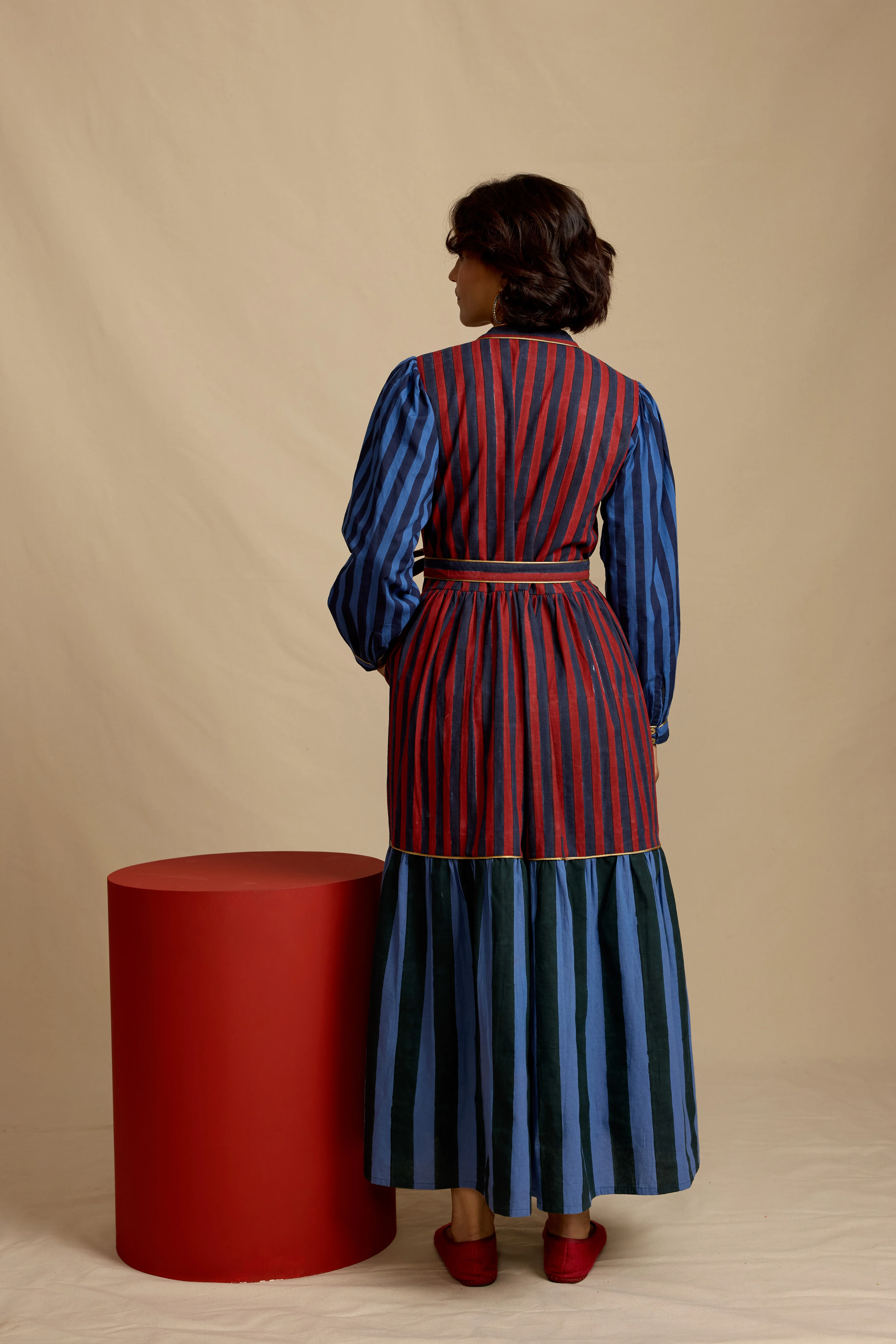 Lina Dress in Cinder Stripe - Image 3