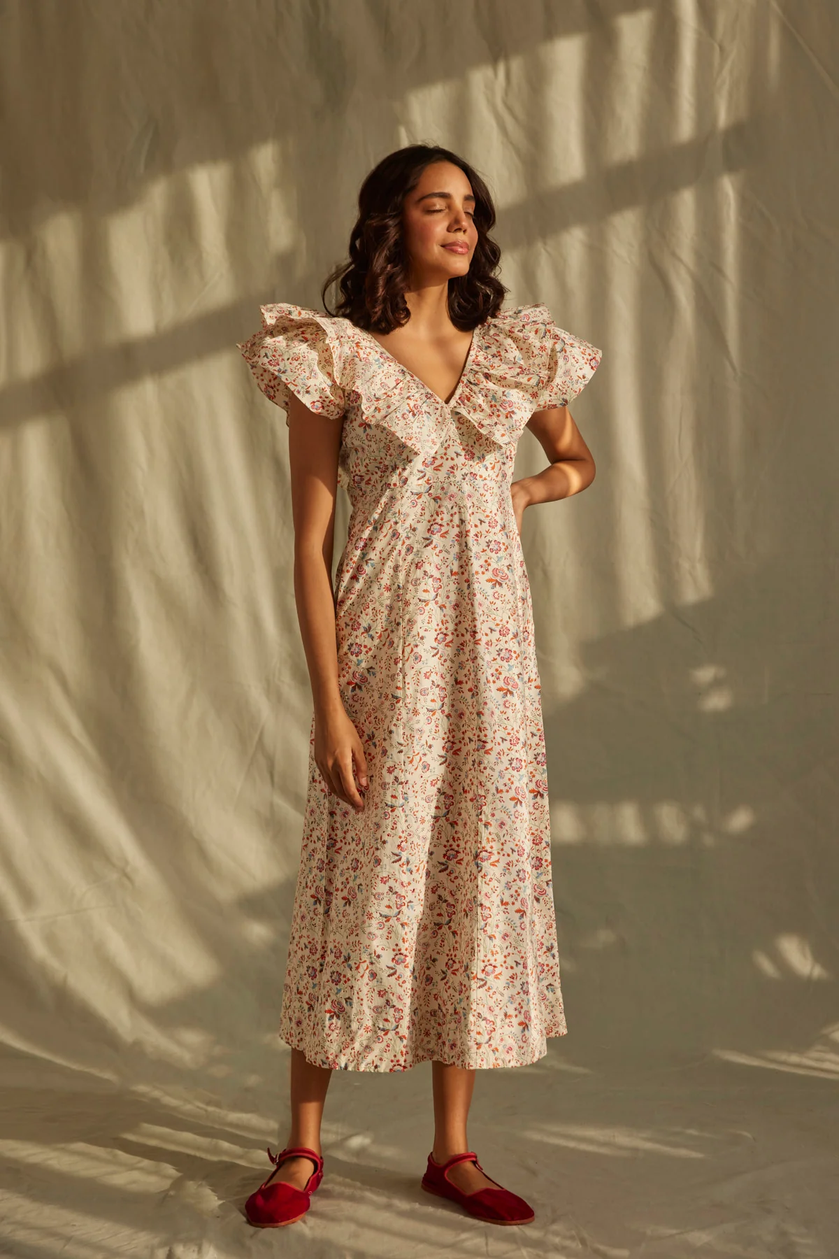 Lindos Dress in Berry Wild Flowers