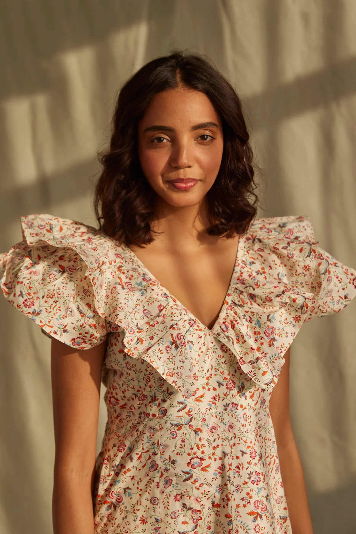 Lindos Dress in Berry Wild Flowers - Image 3