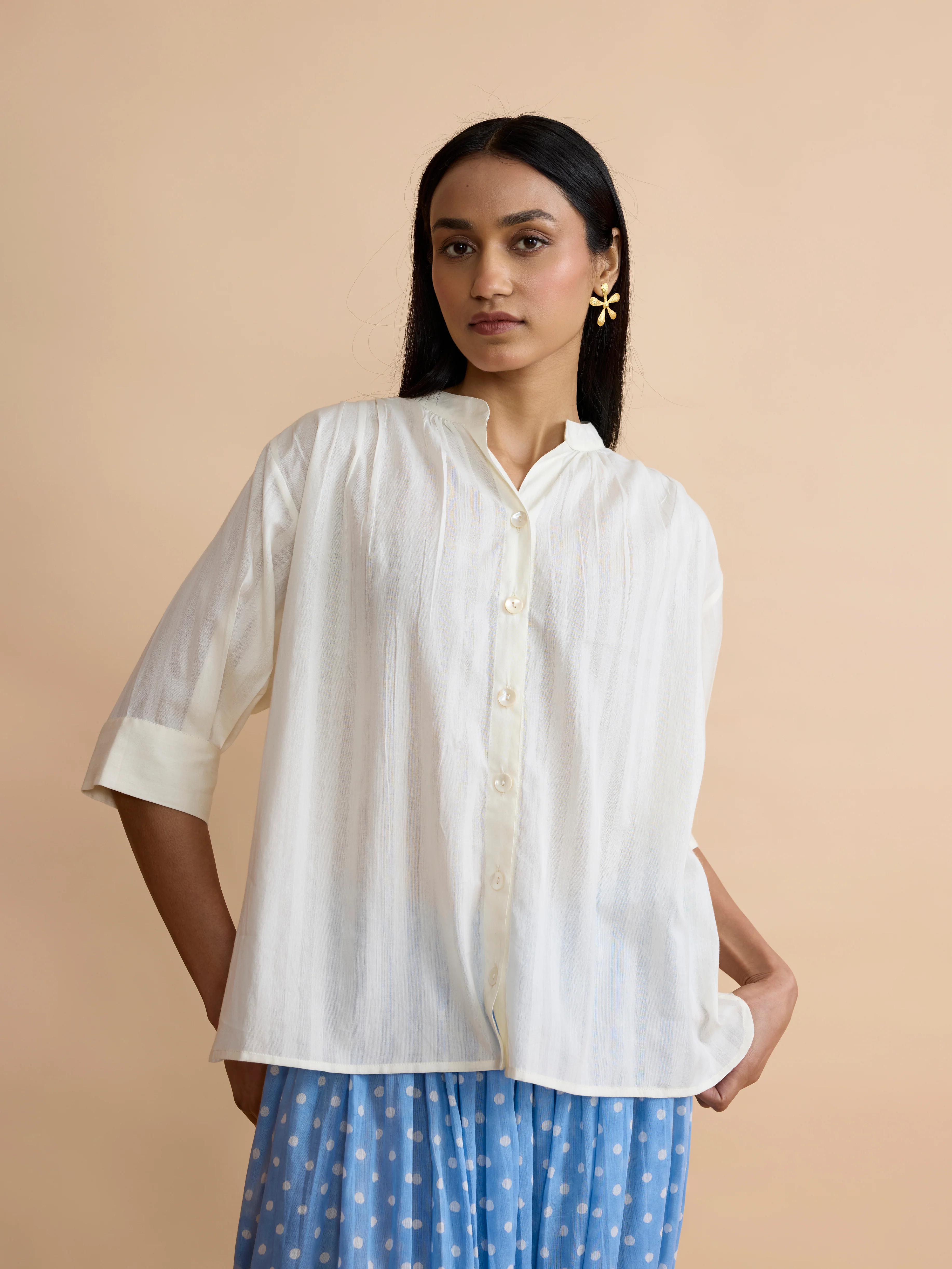 Mae Shirt in Self Stripe