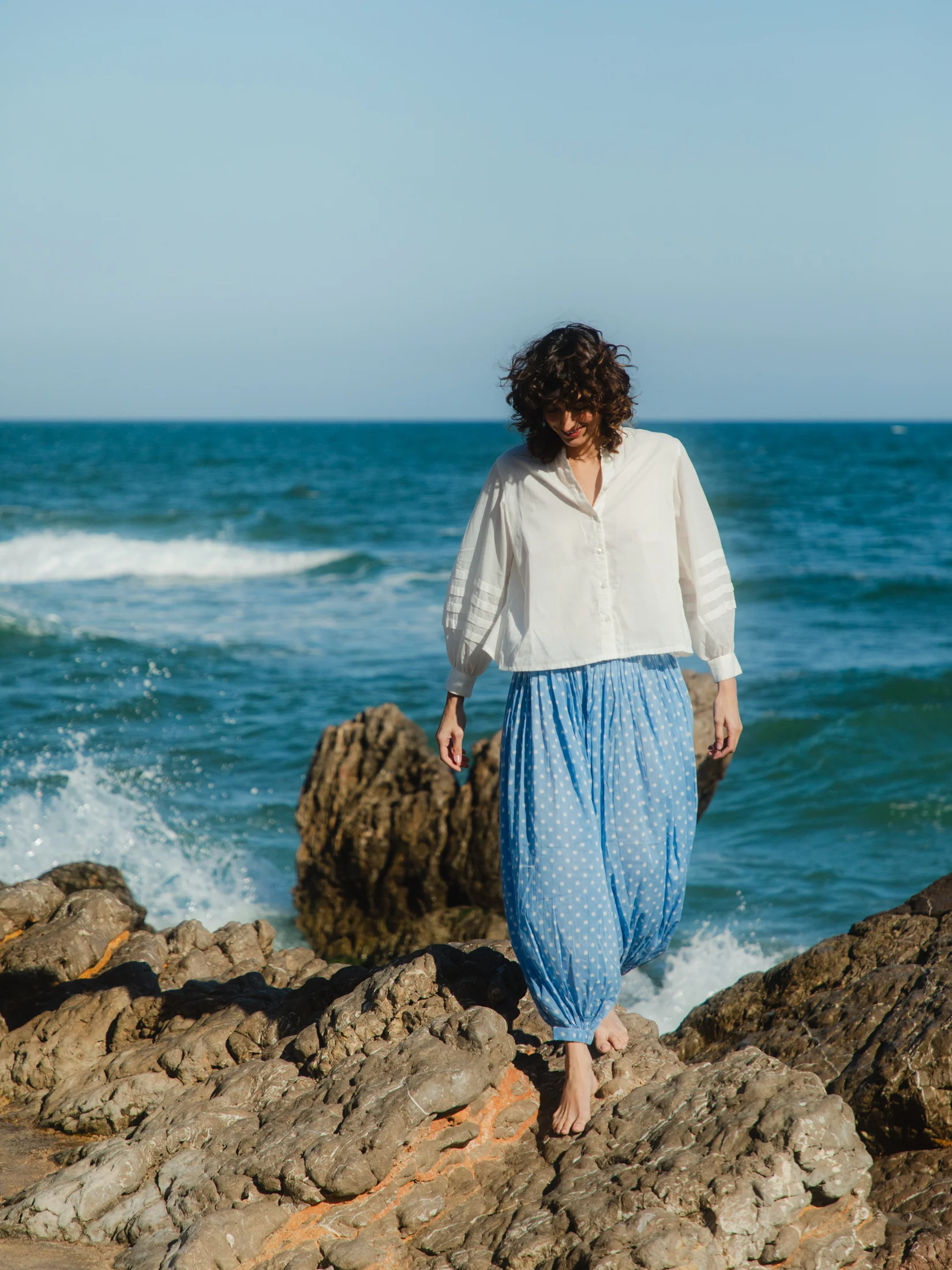 Mermaid Trousers in French Blue Polka - Image 3