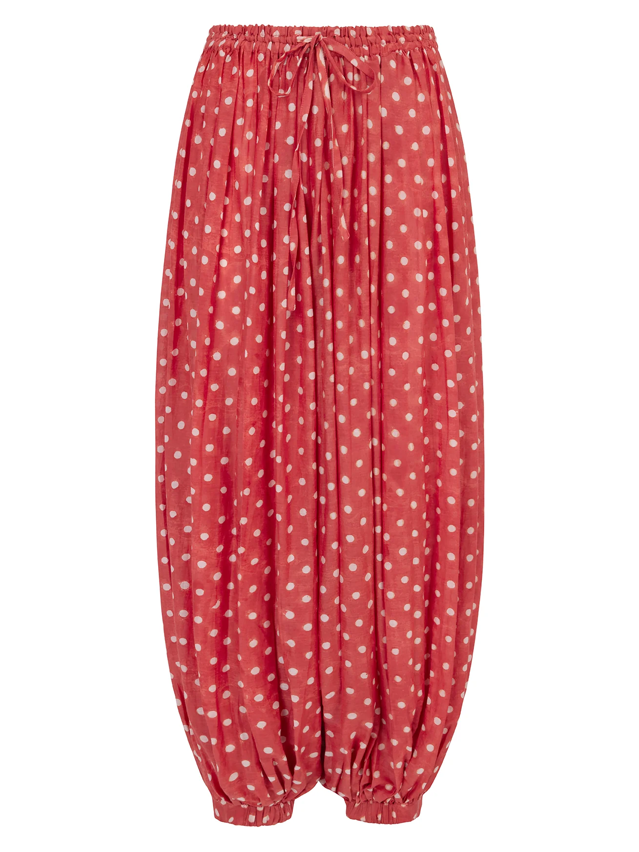 Mermaid Trousers in Ruby Red Polka - Image 5