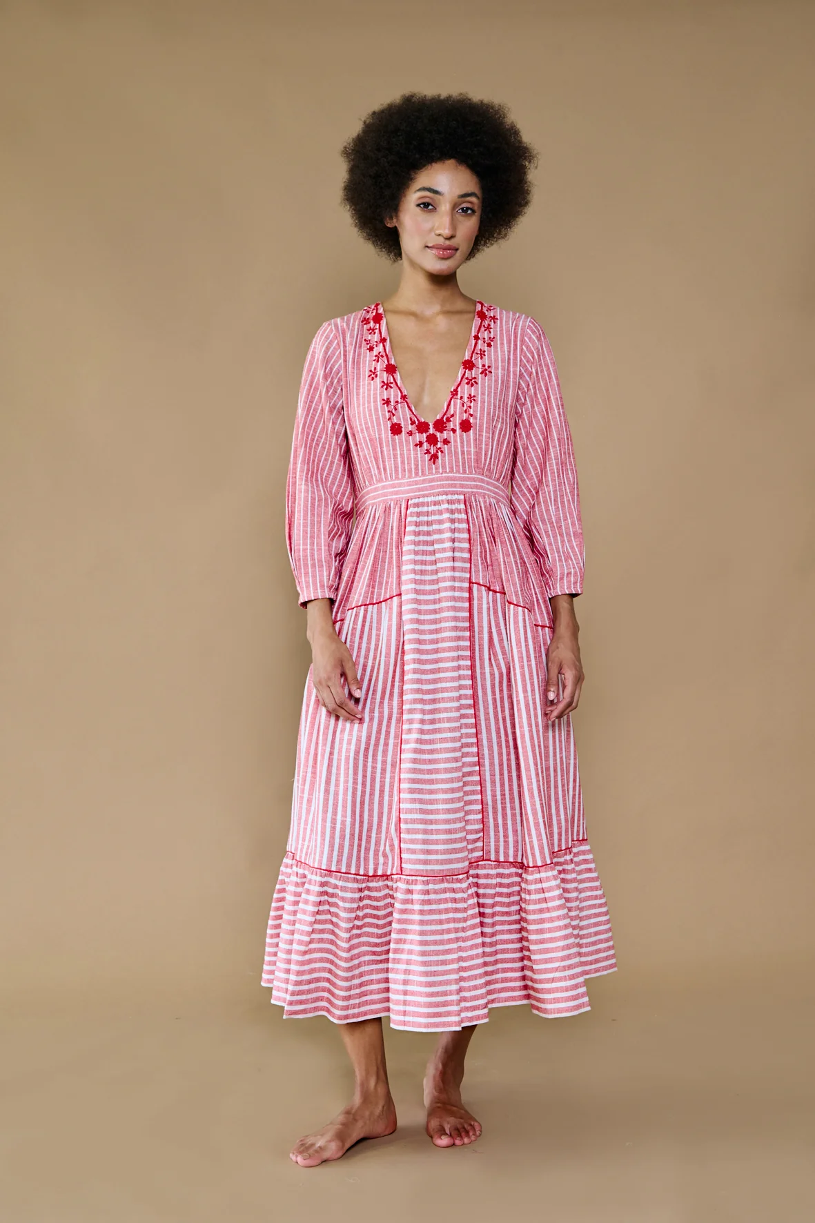 Mia Dress in Red Candy Stripe