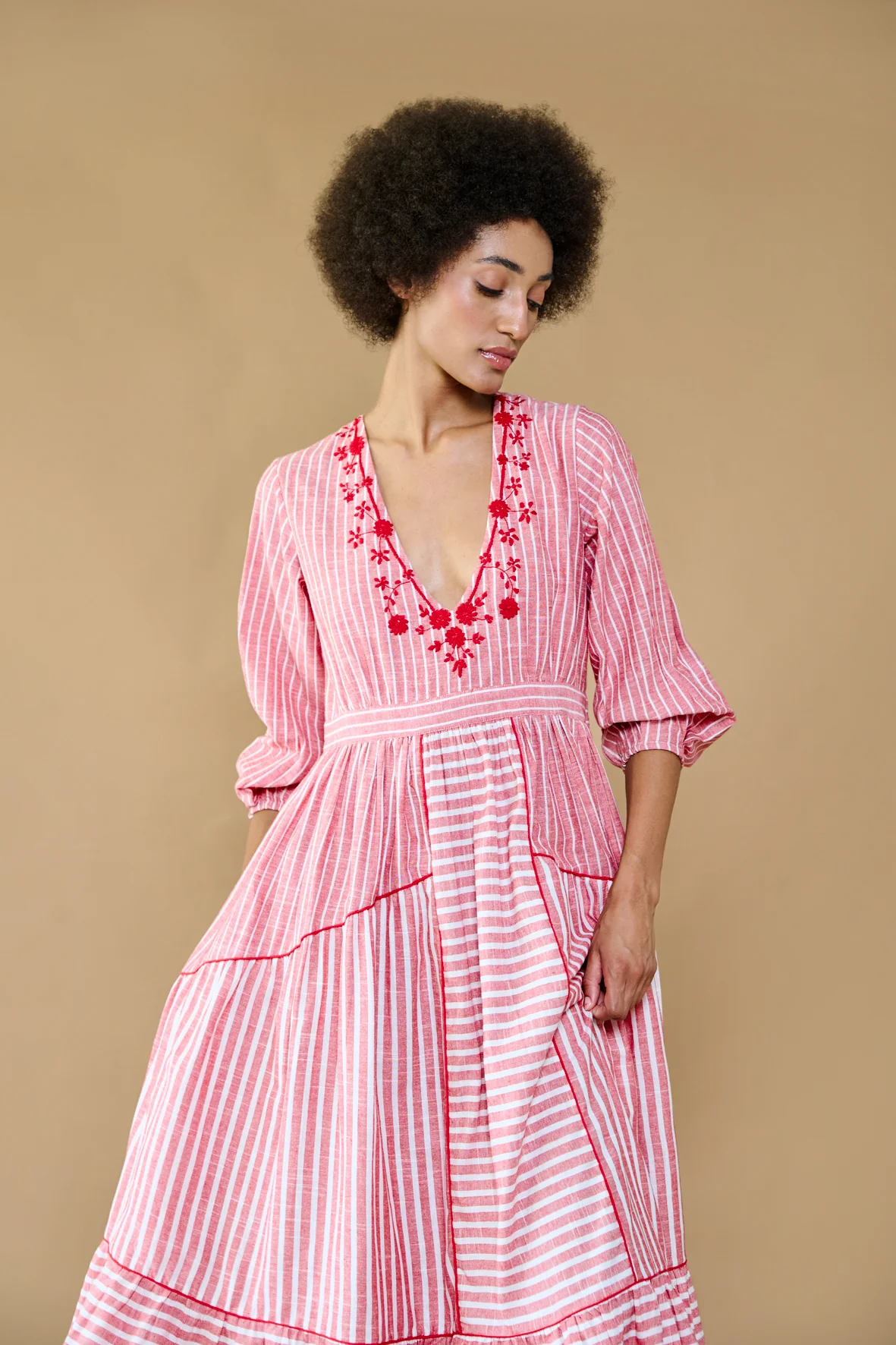 Mia Dress in Red Candy Stripe - Image 3