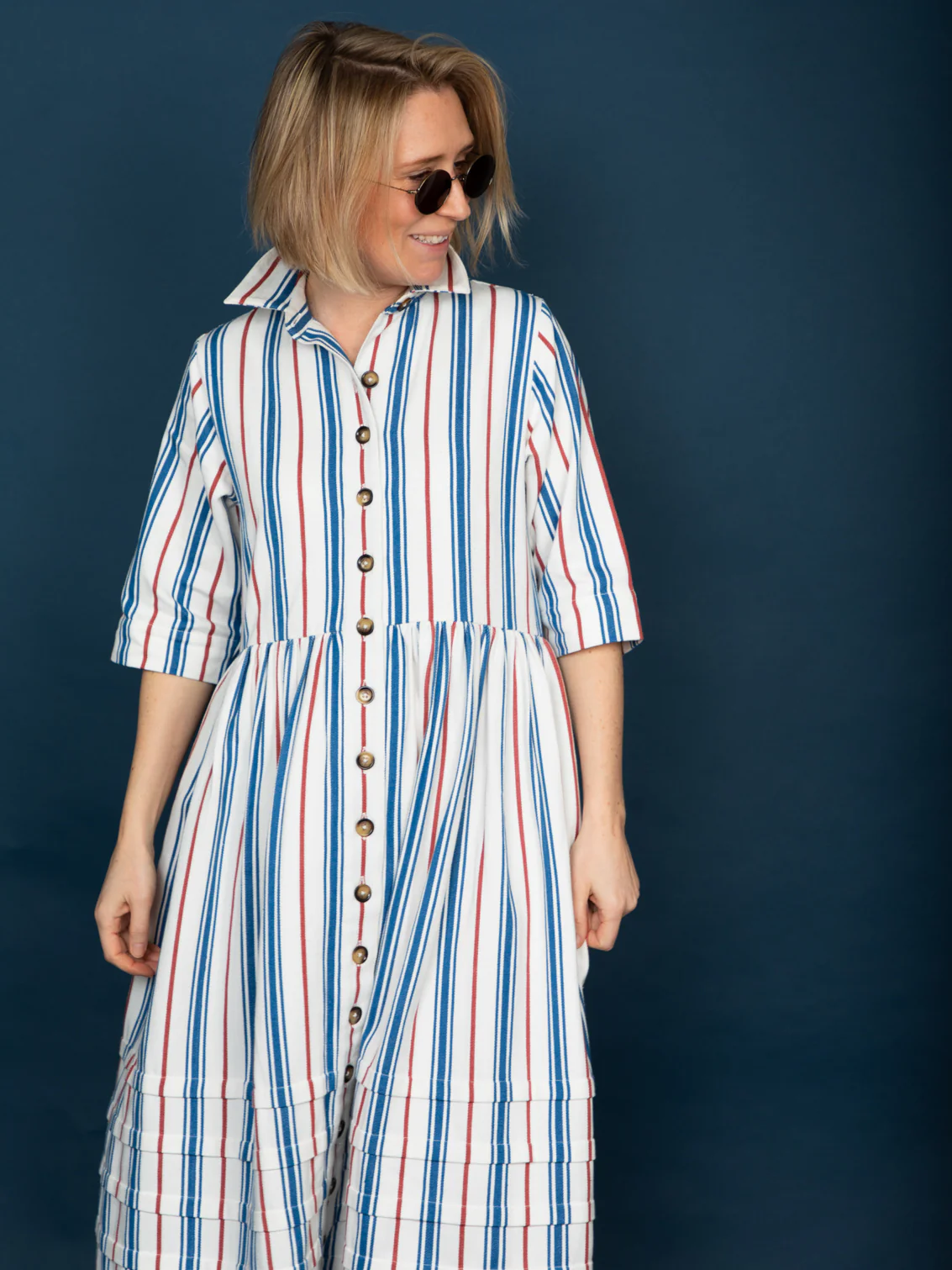 Pascale Dress in Twill Stripe - Image 4