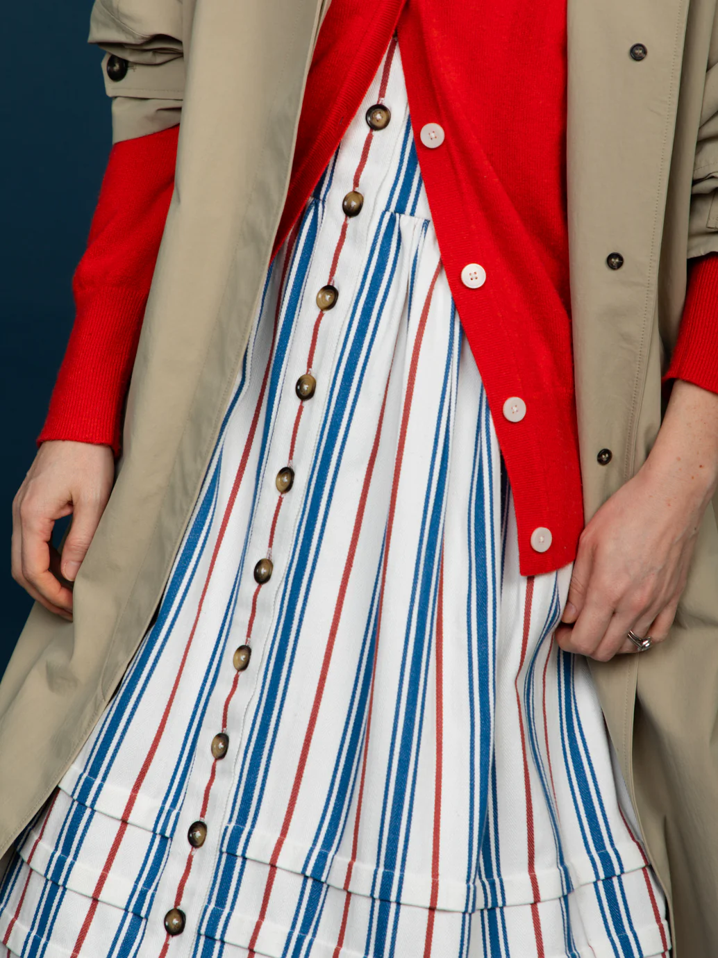 Pascale Dress in Twill Stripe - Image 7