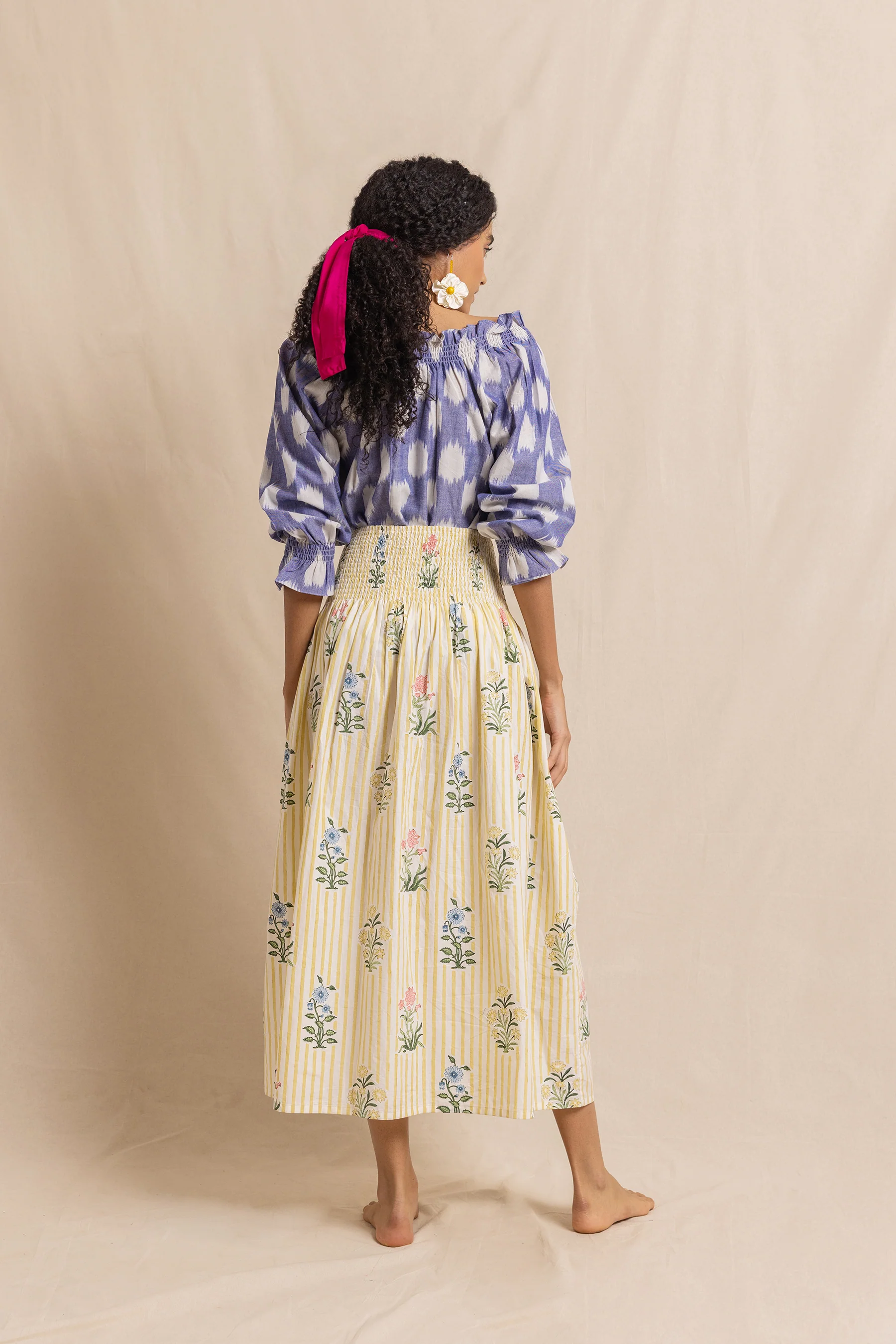 Pinto Blouse in Blue Dot Ikat - Image 5