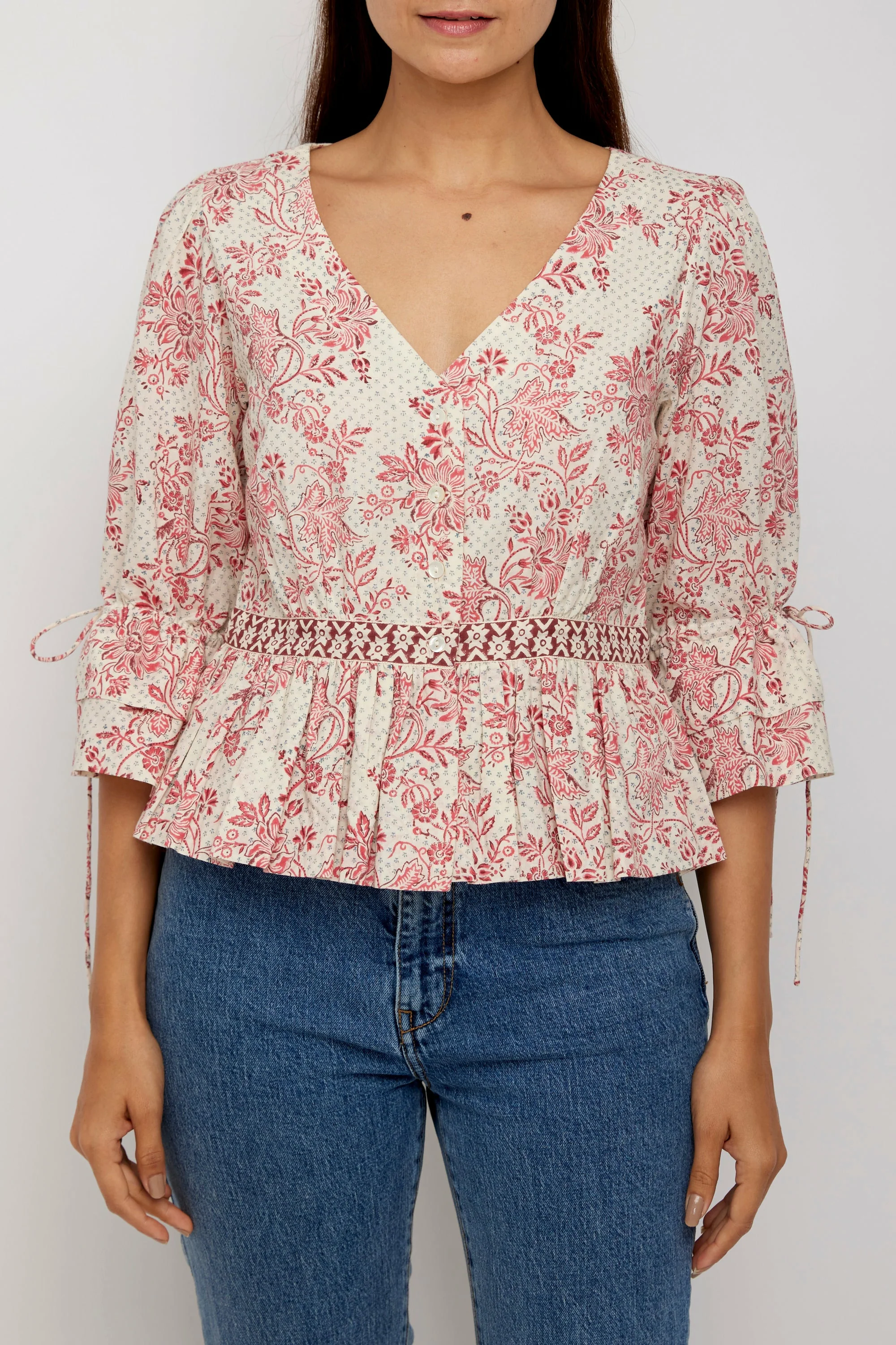 Priyanka top in Cerise Chintz Trail