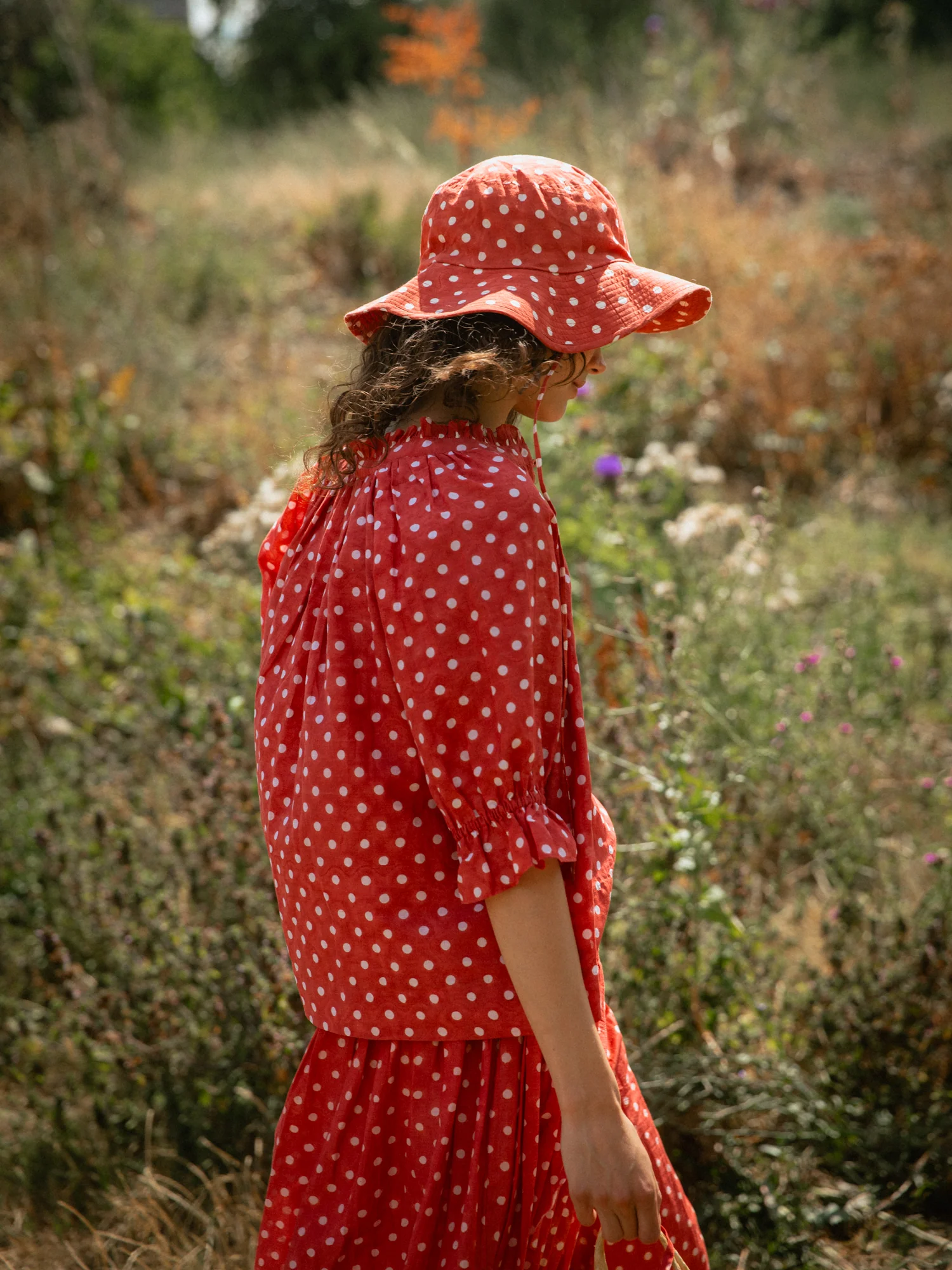 Rennes Top in Ruby Red Polka - Image 3