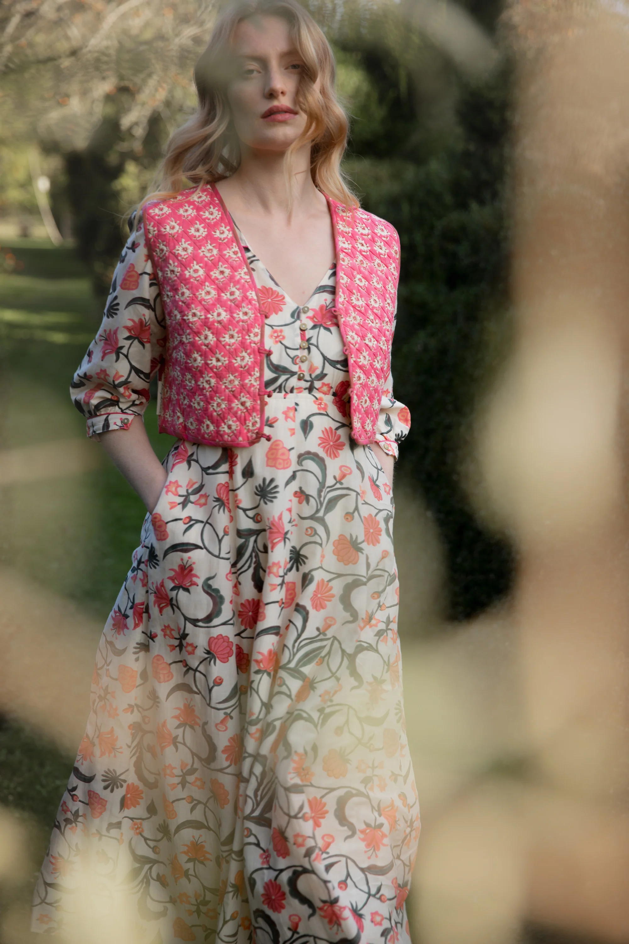 Reversible Pina Waistcoat in Morris Rose - Image 2
