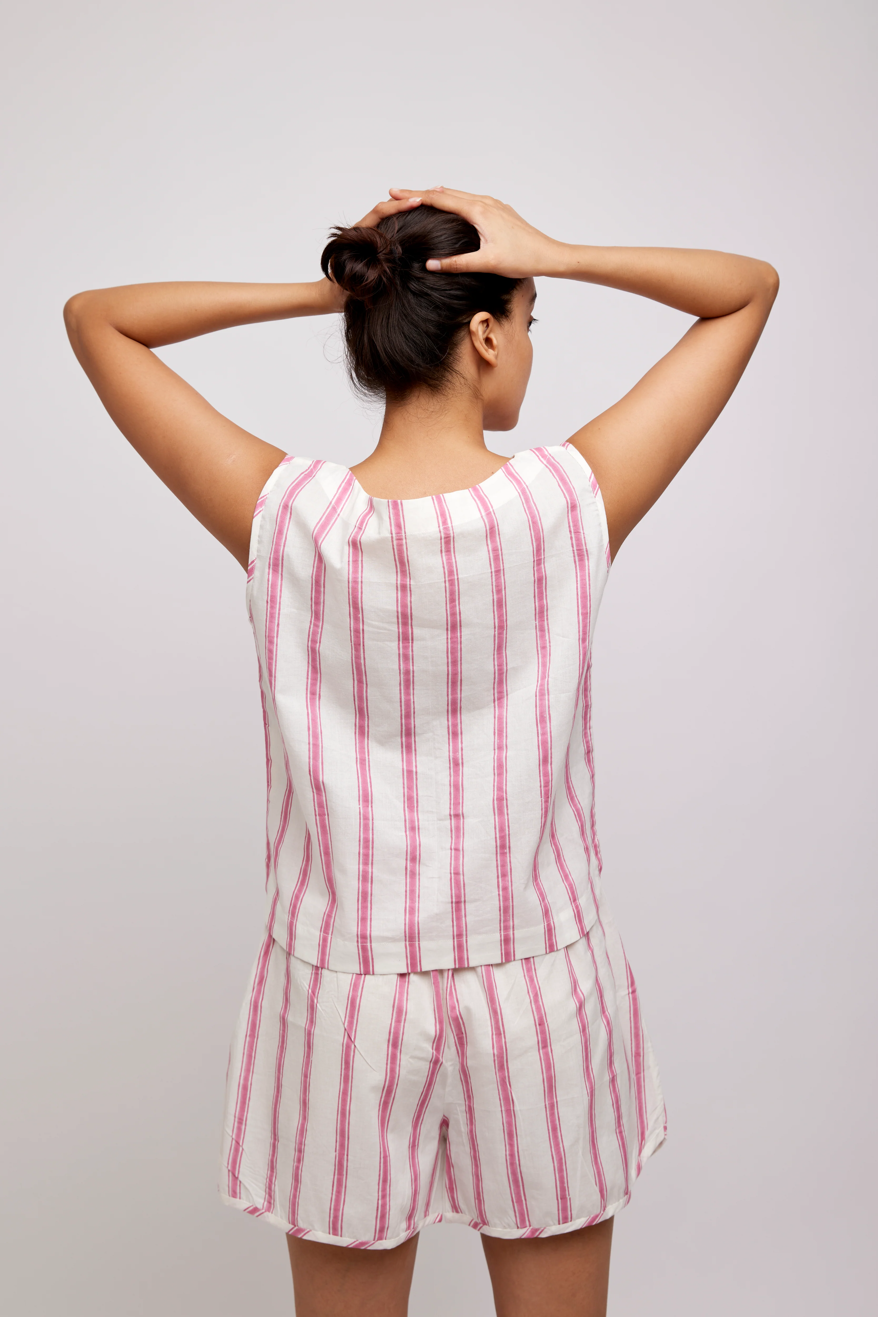 Shorts Set in Pink Ticking - Image 2