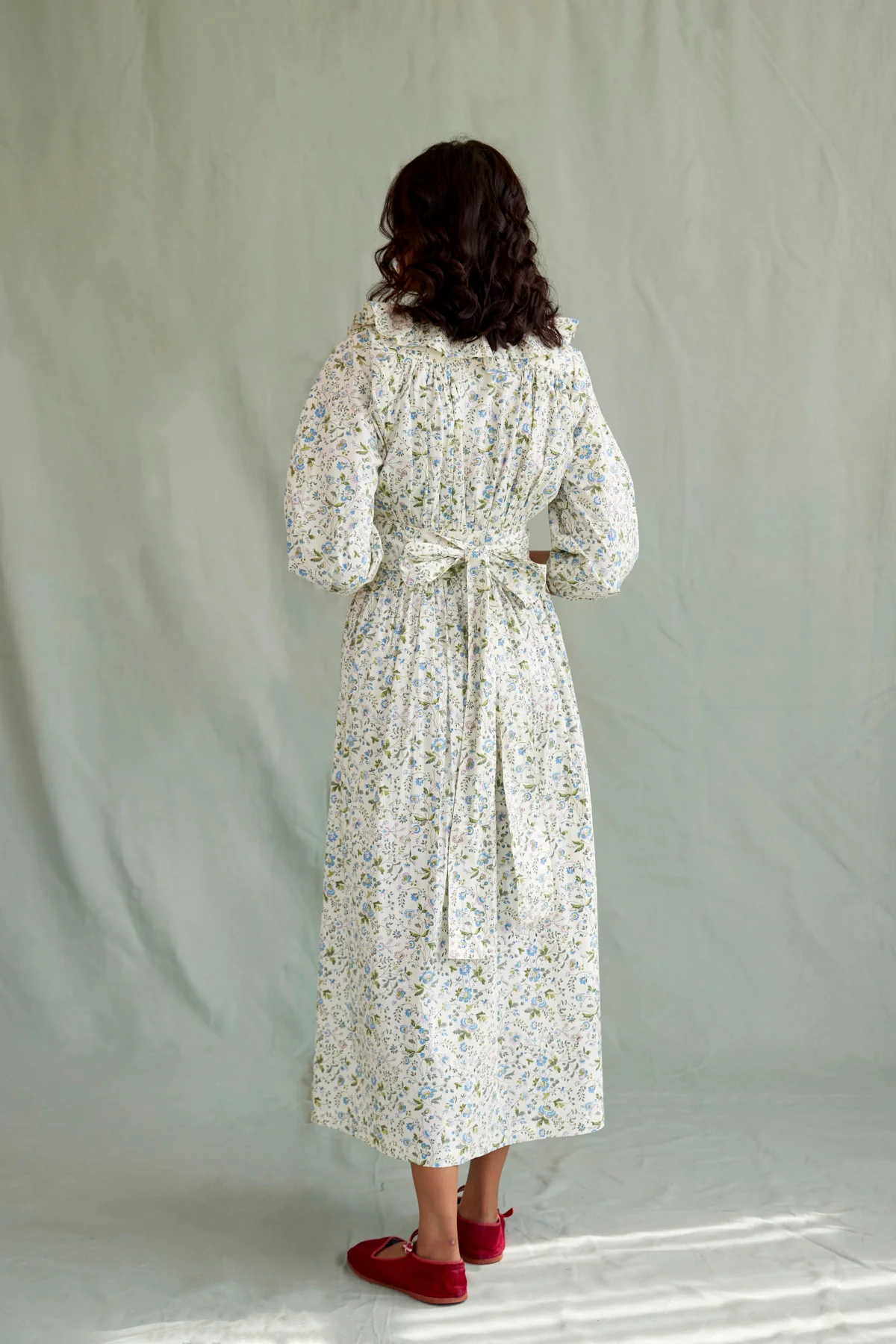 Sophia frilled wrap dress in Lavender Wild Flowers - Image 3
