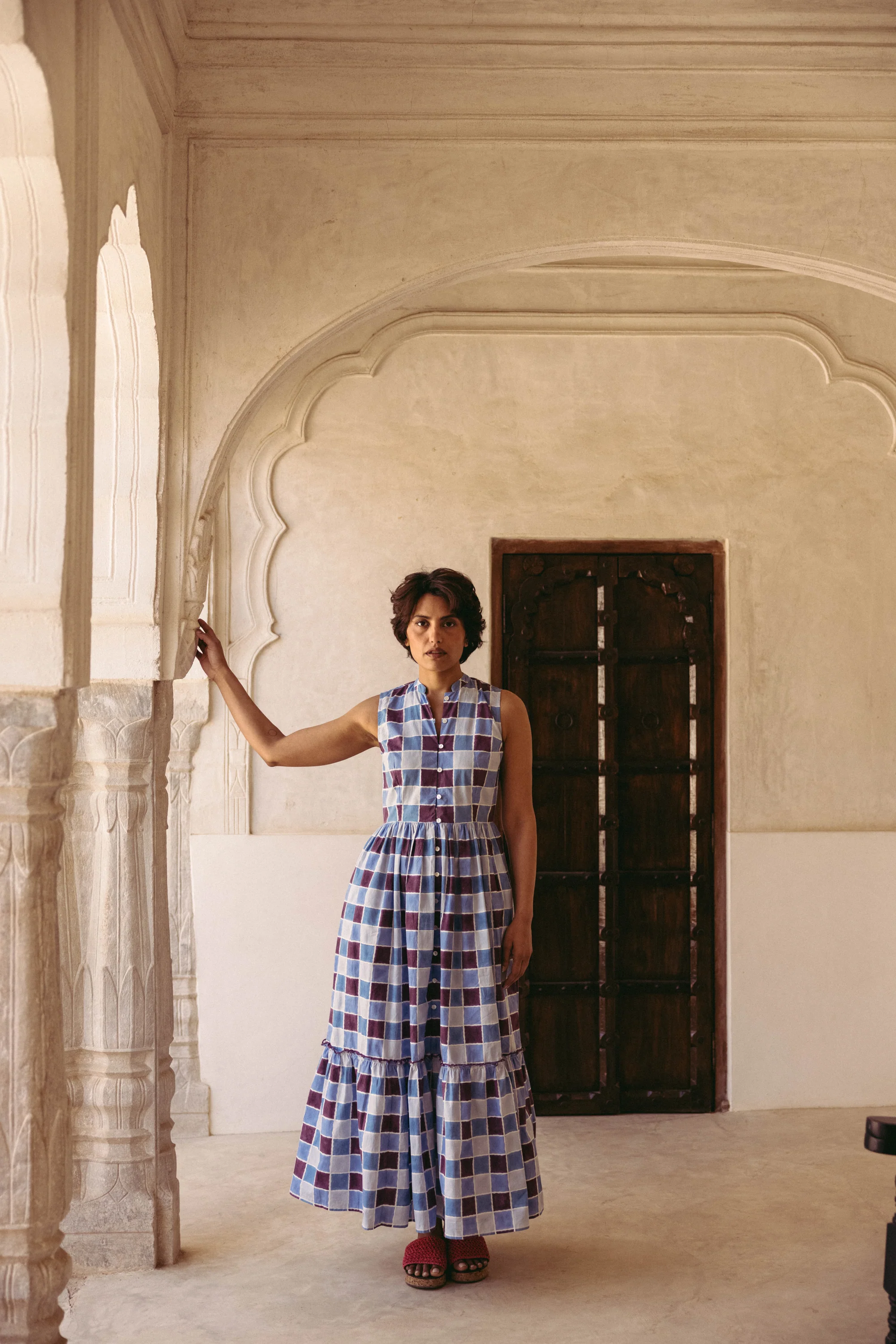 Tove Dress in Blue Zellige - Image 2