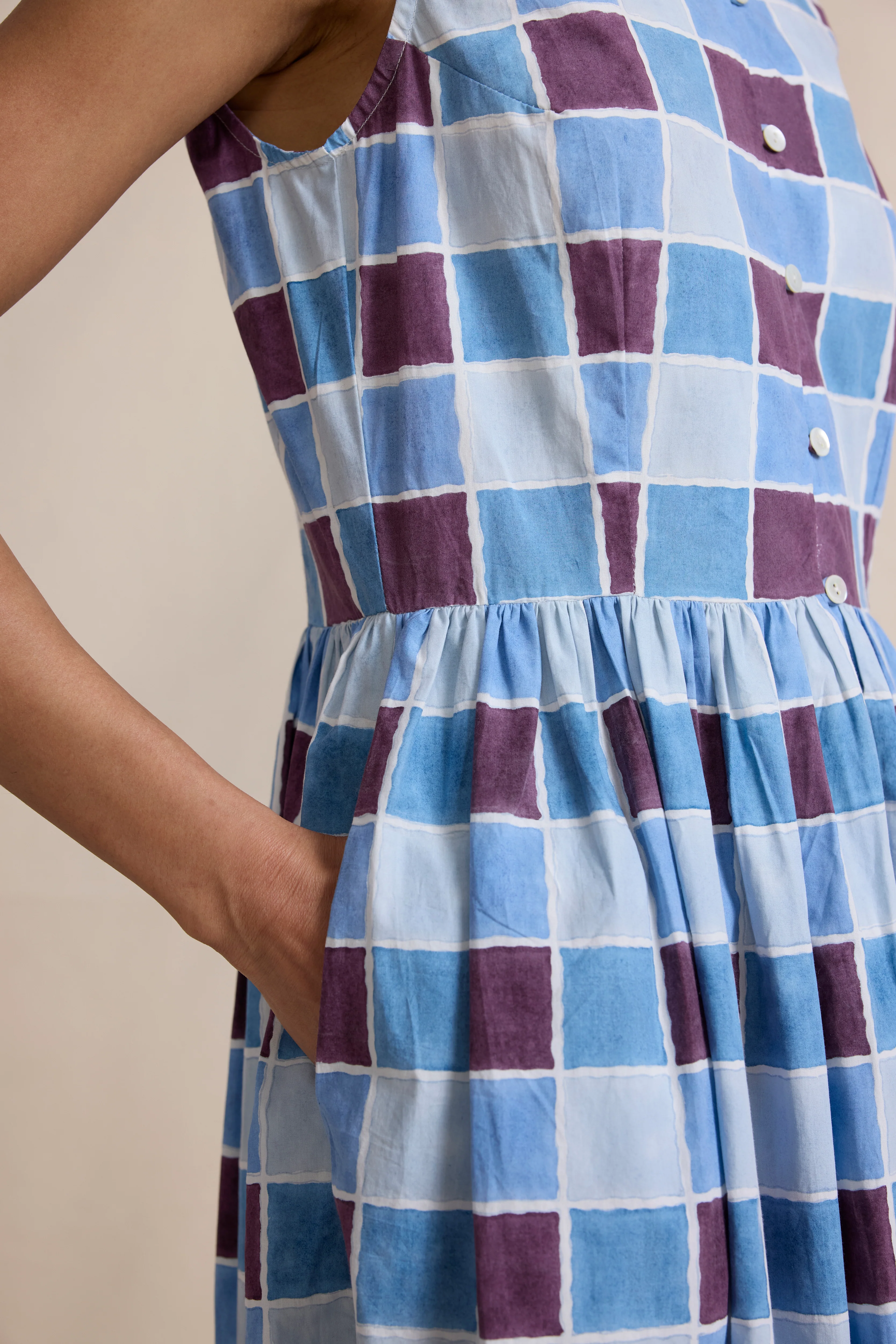 Tove Dress in Blue Zellige - Image 3