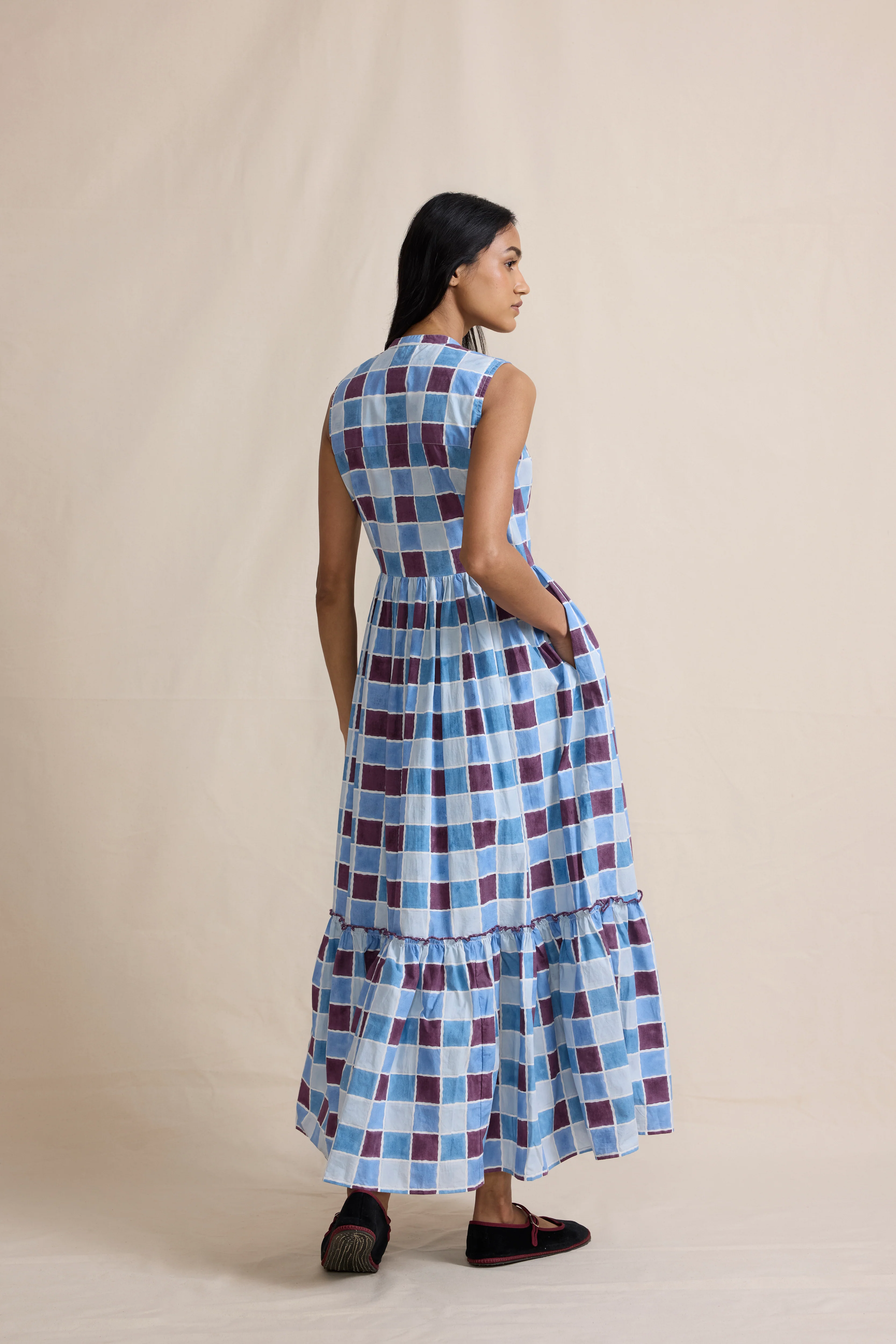 Tove Dress in Blue Zellige - Image 4