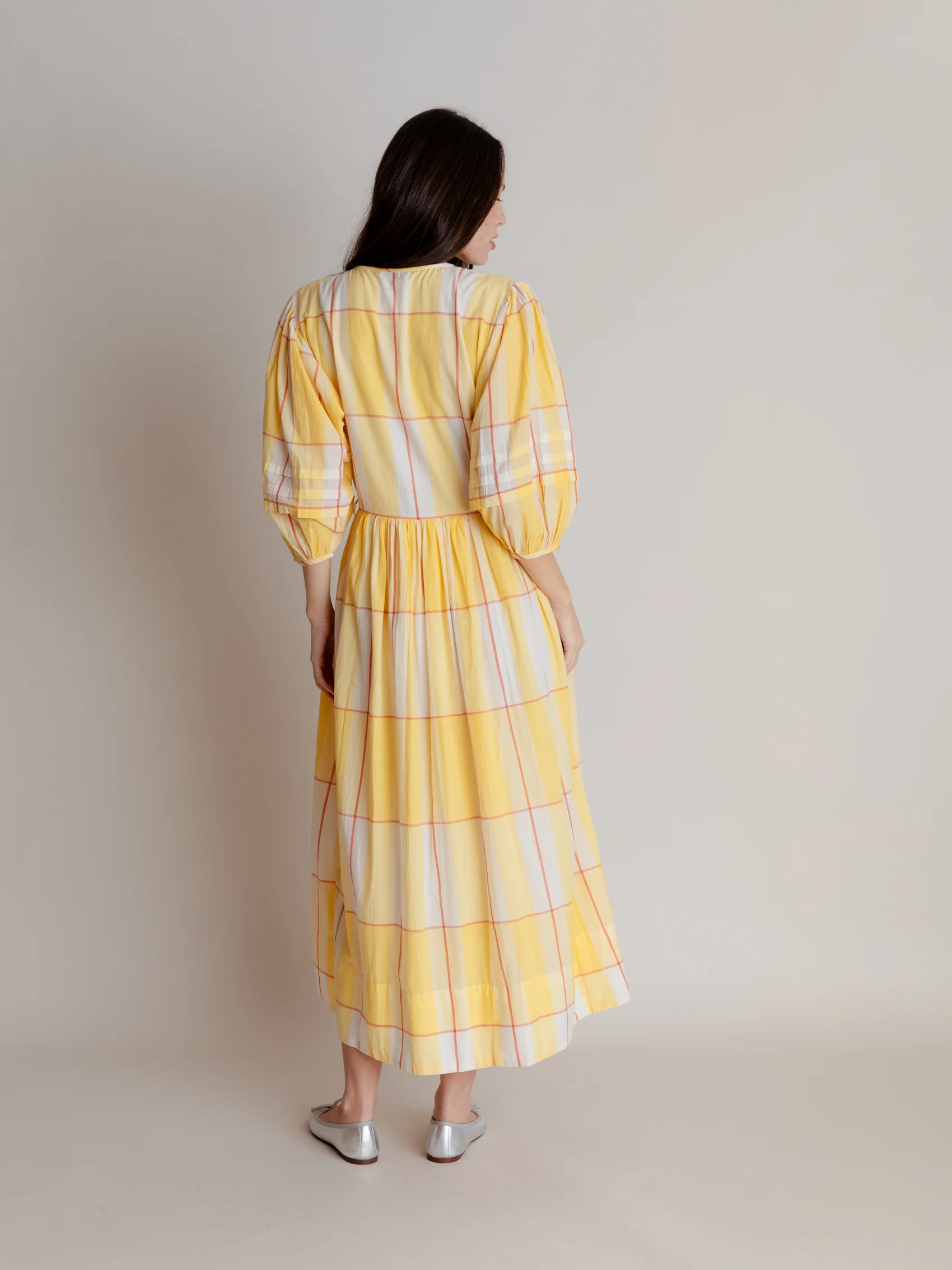 Wrap Dress in Honey Check - Image 6